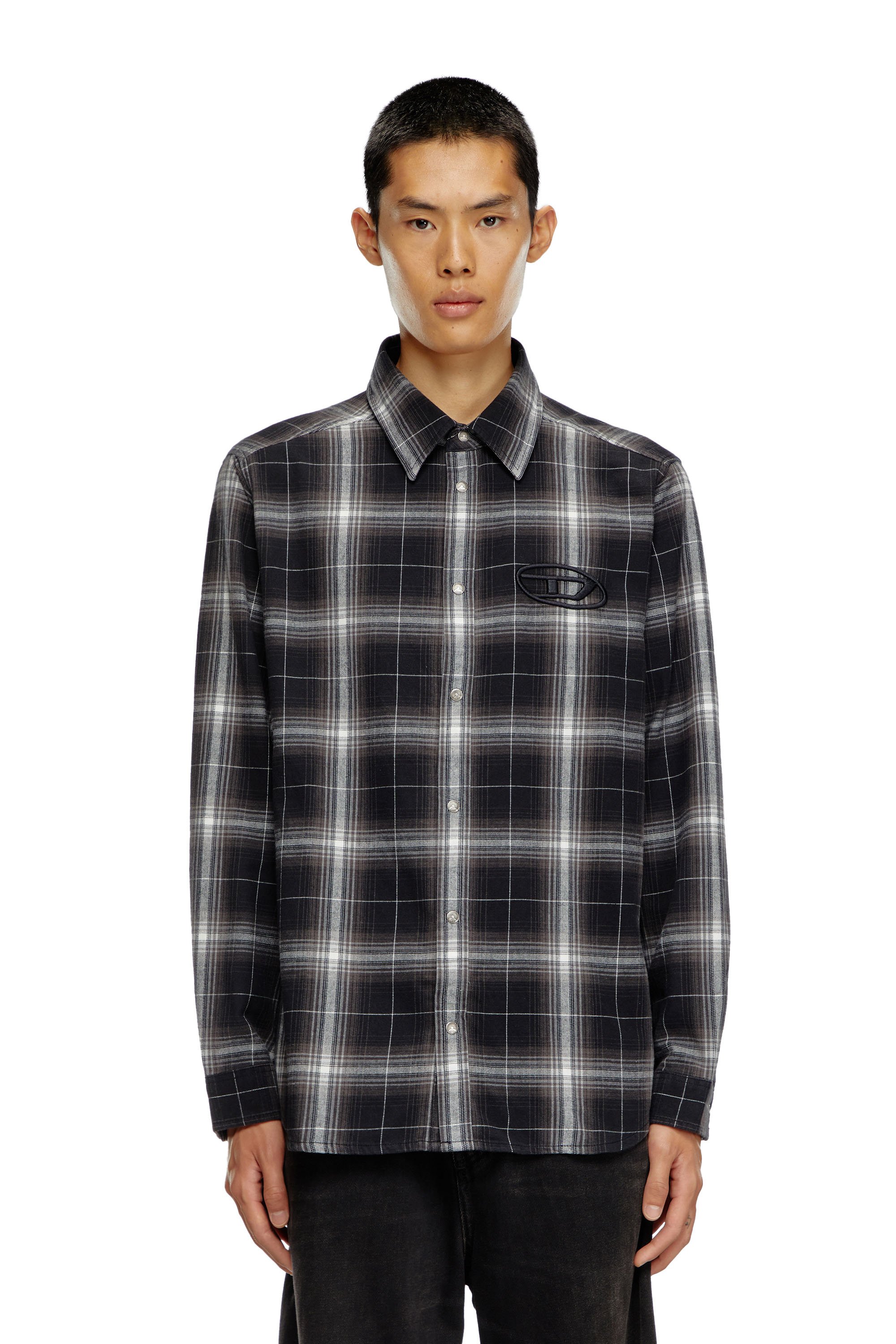 Diesel - S-SIMPLY-A, Man Check flannel shirt in Black - Image 5