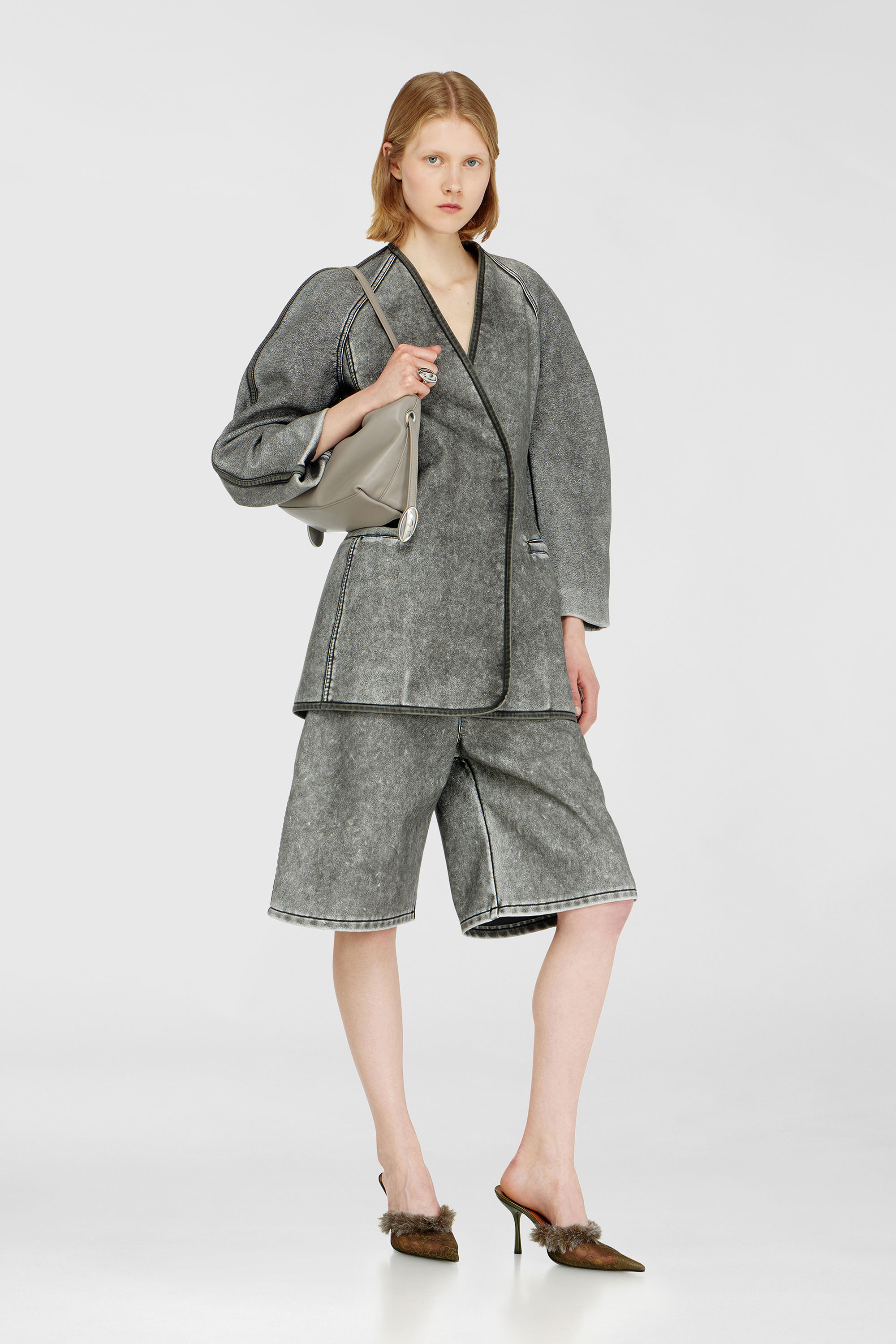 Diesel - P-ARLOR, Woman's Bermuda shorts in PU in Grey - 2