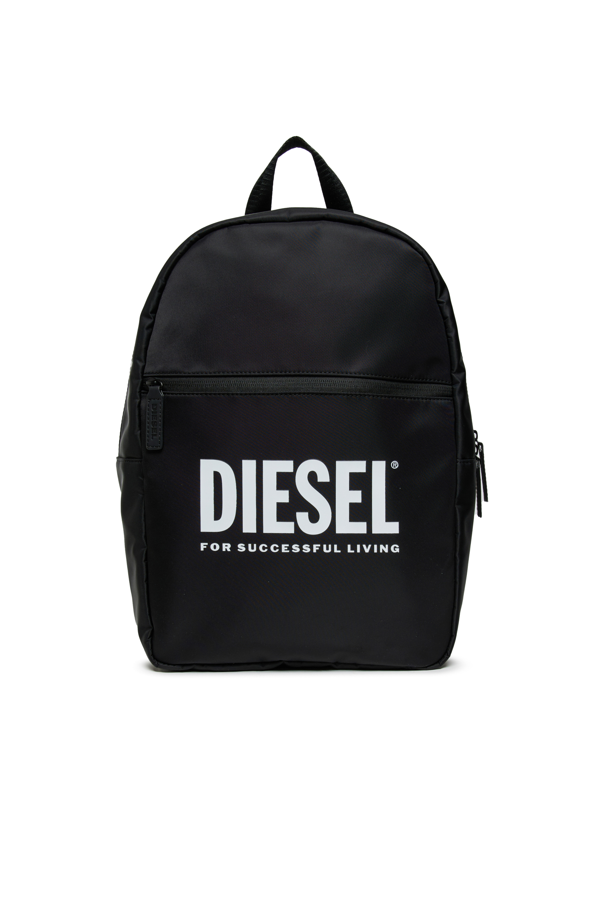 Diesel - WISDEL, Man's WISDEL-Nylon backpack with logo print in Black - 1