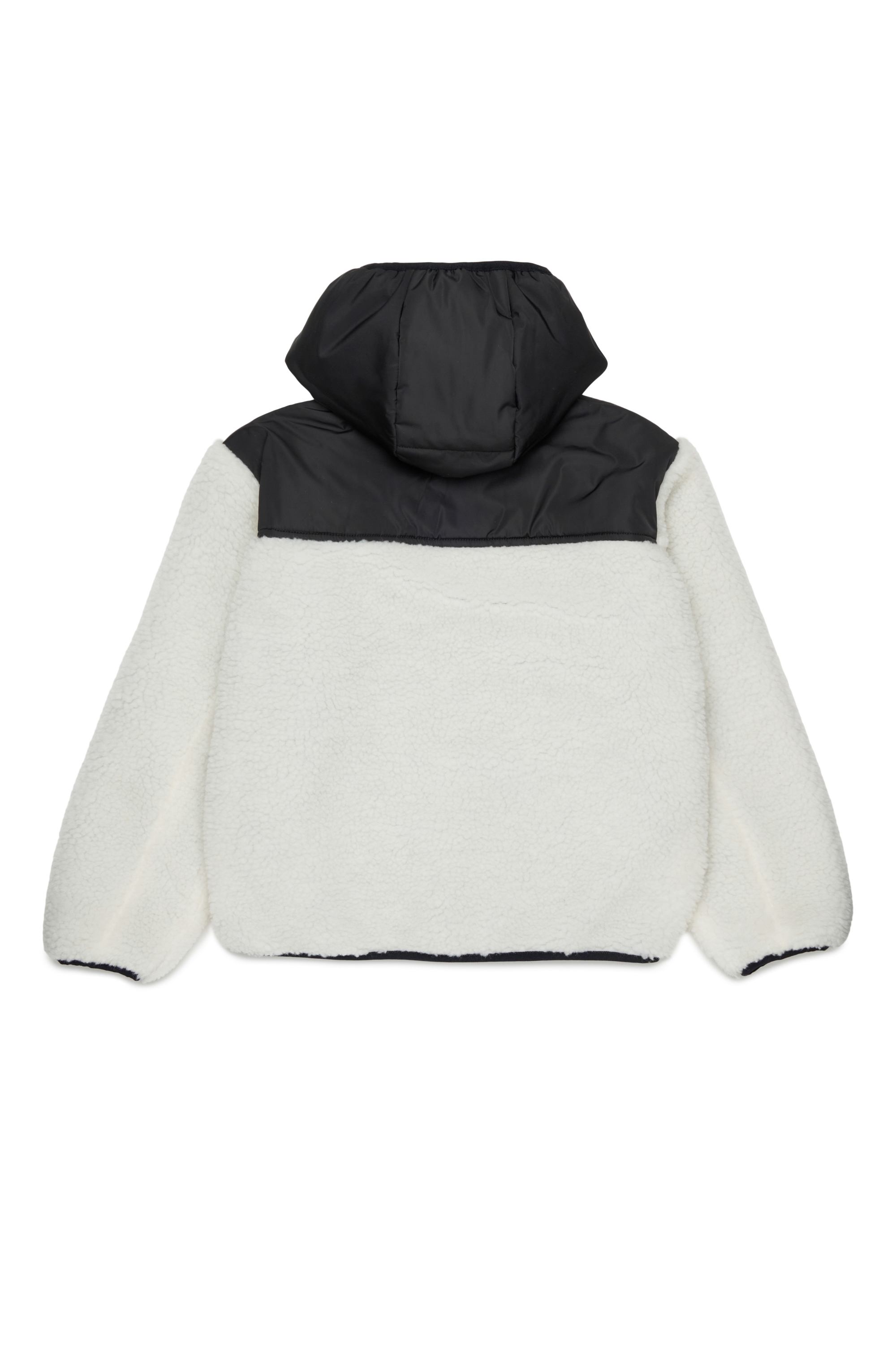 Diesel - JSHEAR, Man's Hooded jacket in nylon and teddy fleece in White - 2