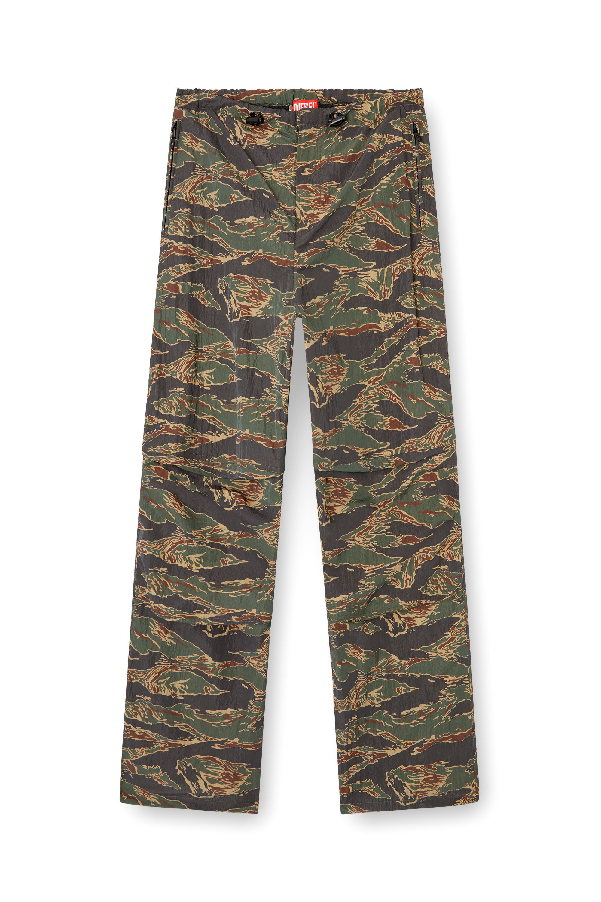 Diesel - P-ANIC, Man's Cargo pants in camo-print nylon in Military Green - 2