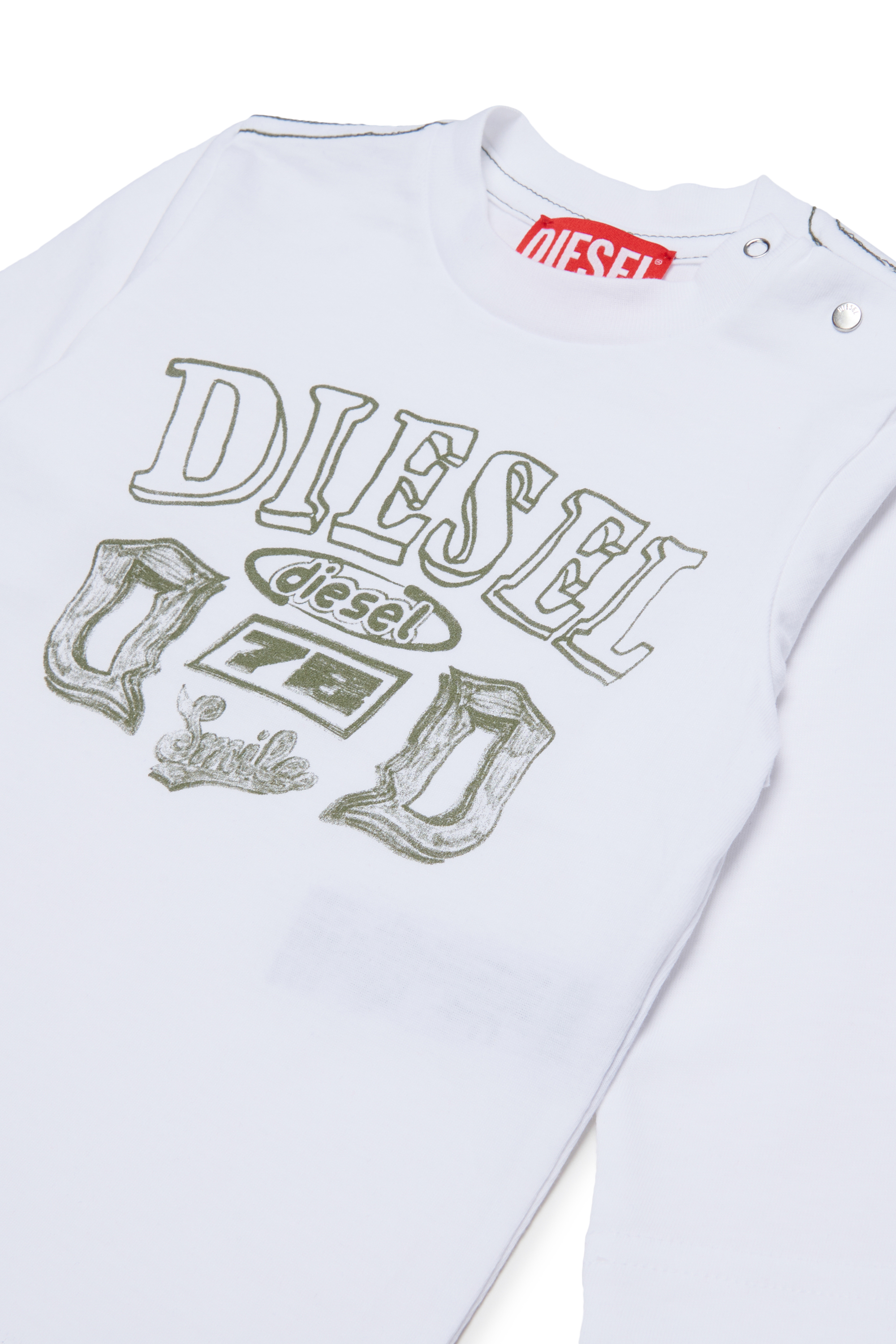 Diesel - TBANB, Man's Long-sleeve T-shirt with logo print in White - 3