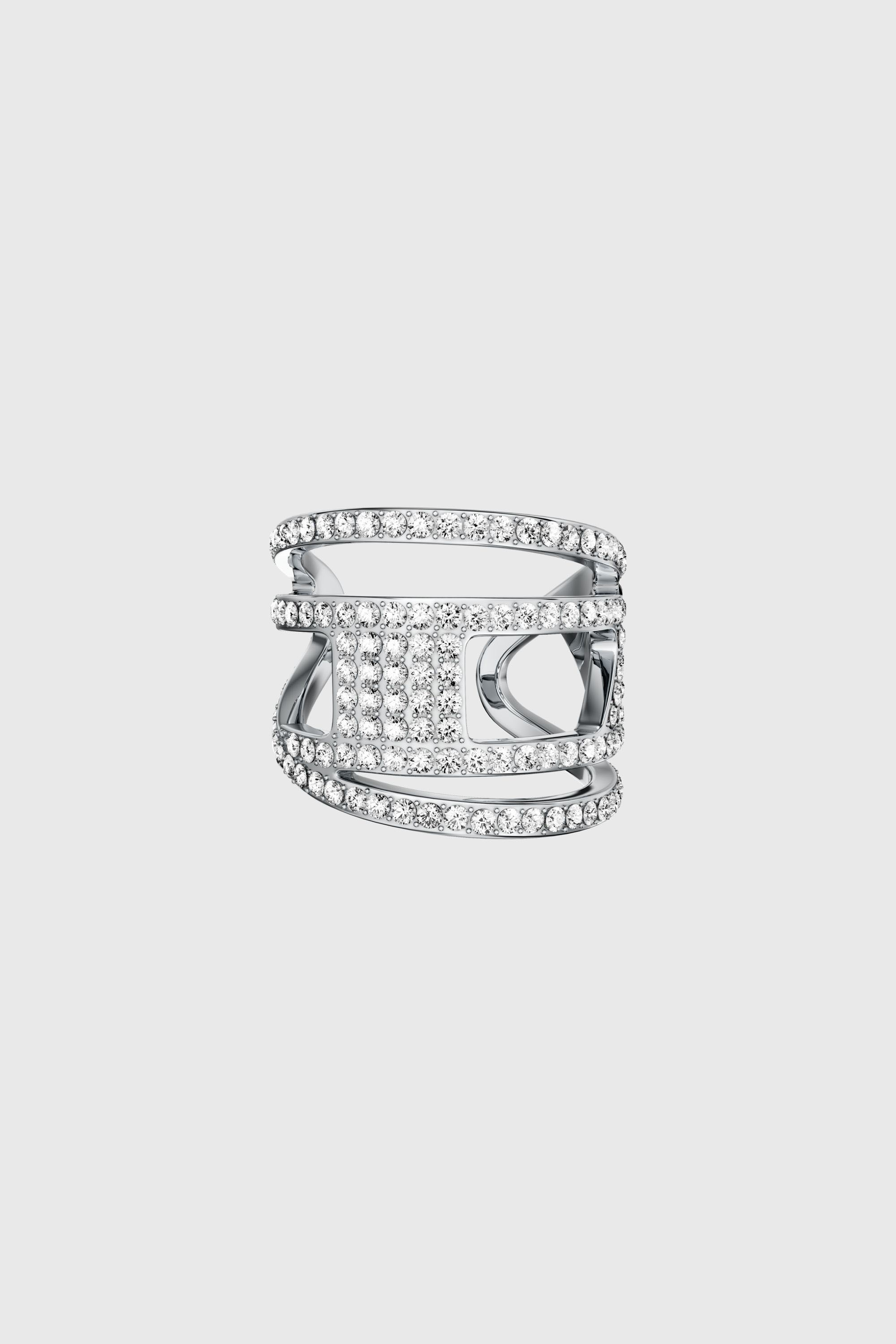 Diesel - DX1705040 JEWELLERY, Unisex's Stainless steel glitz D band ring in Silver - 4