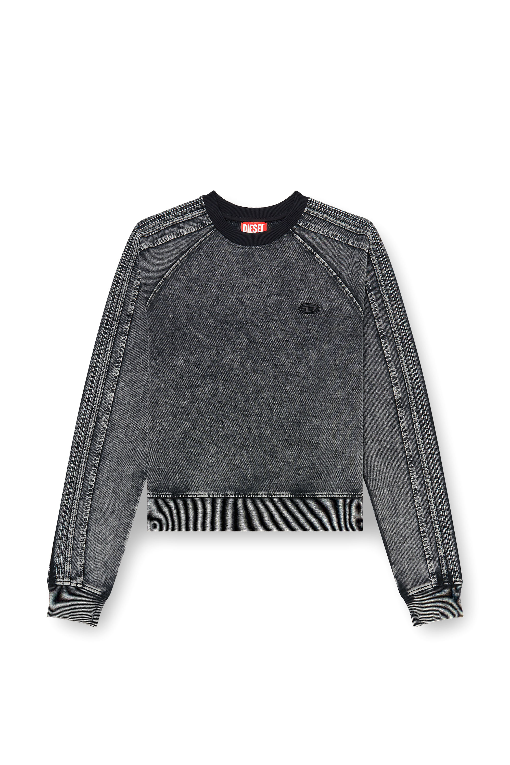 Diesel - F-ALPY, Woman's Sweatshirt with bands and Oval D embroidery in null - 3