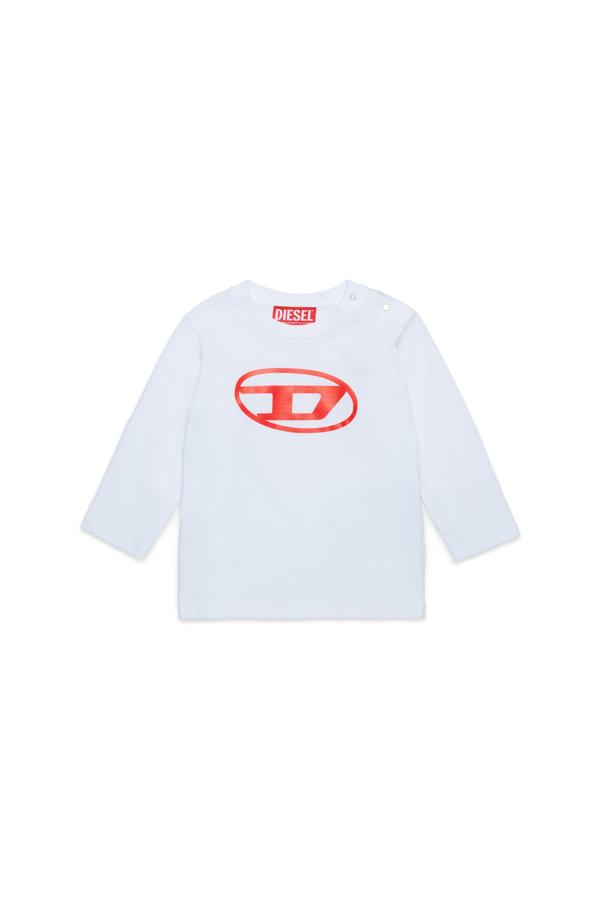 Diesel - TCERBLSB, Unisex's Long sleeve T-shirt with Oval D in White - 1