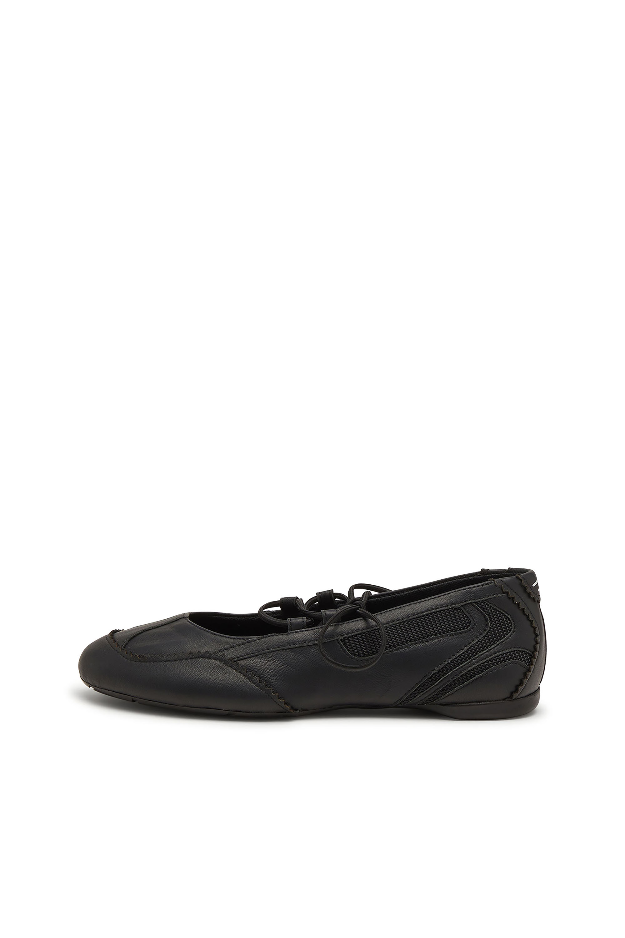 Diesel - D-MILE BALLERINA LACE UP W, Woman's D-Mile-Lace-up ballet flats in leather and mesh in Black - 8