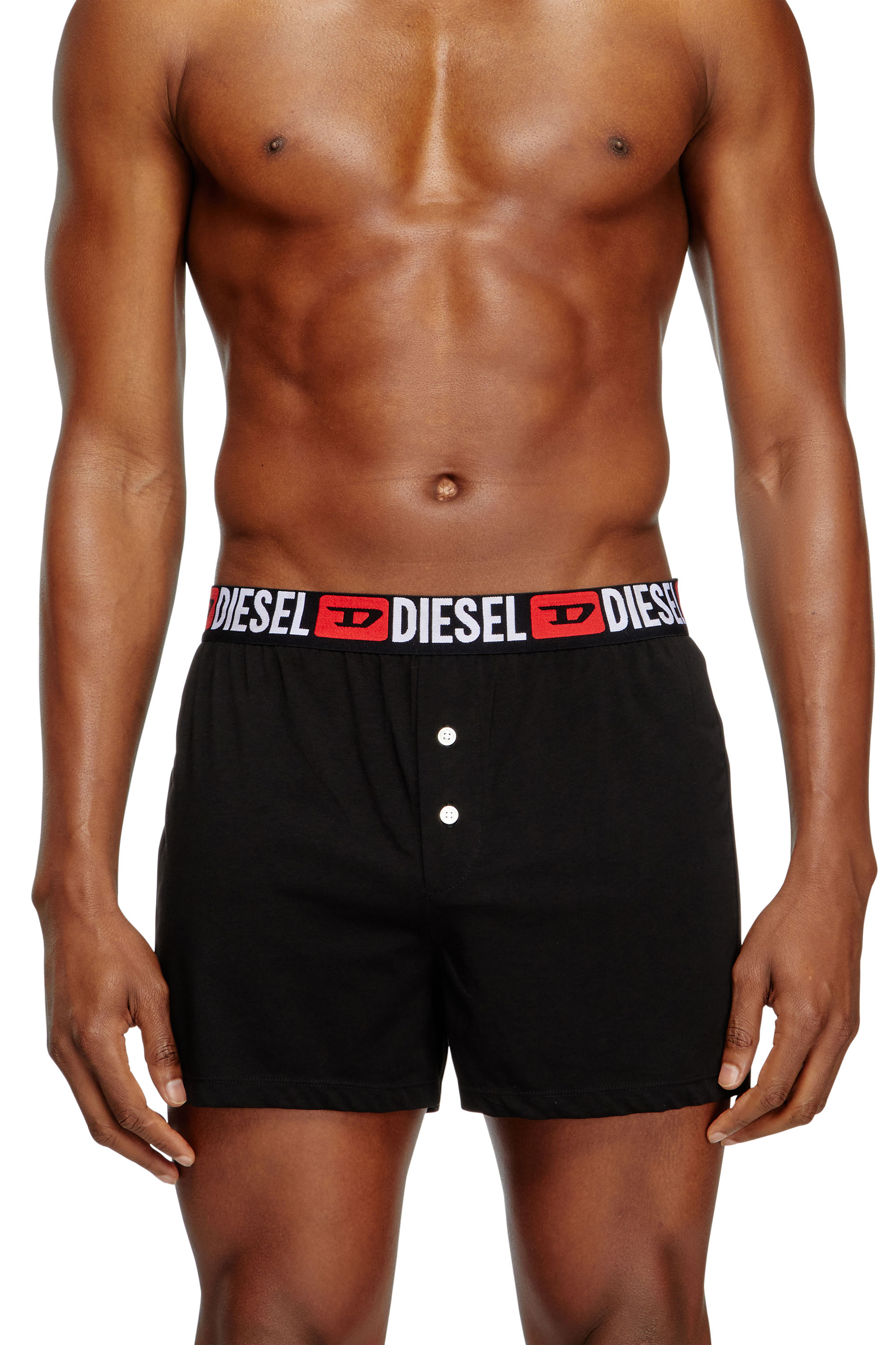Diesel - STARKIE-D-CORE, Man's Boxers with all-over logo waist in Black - 3