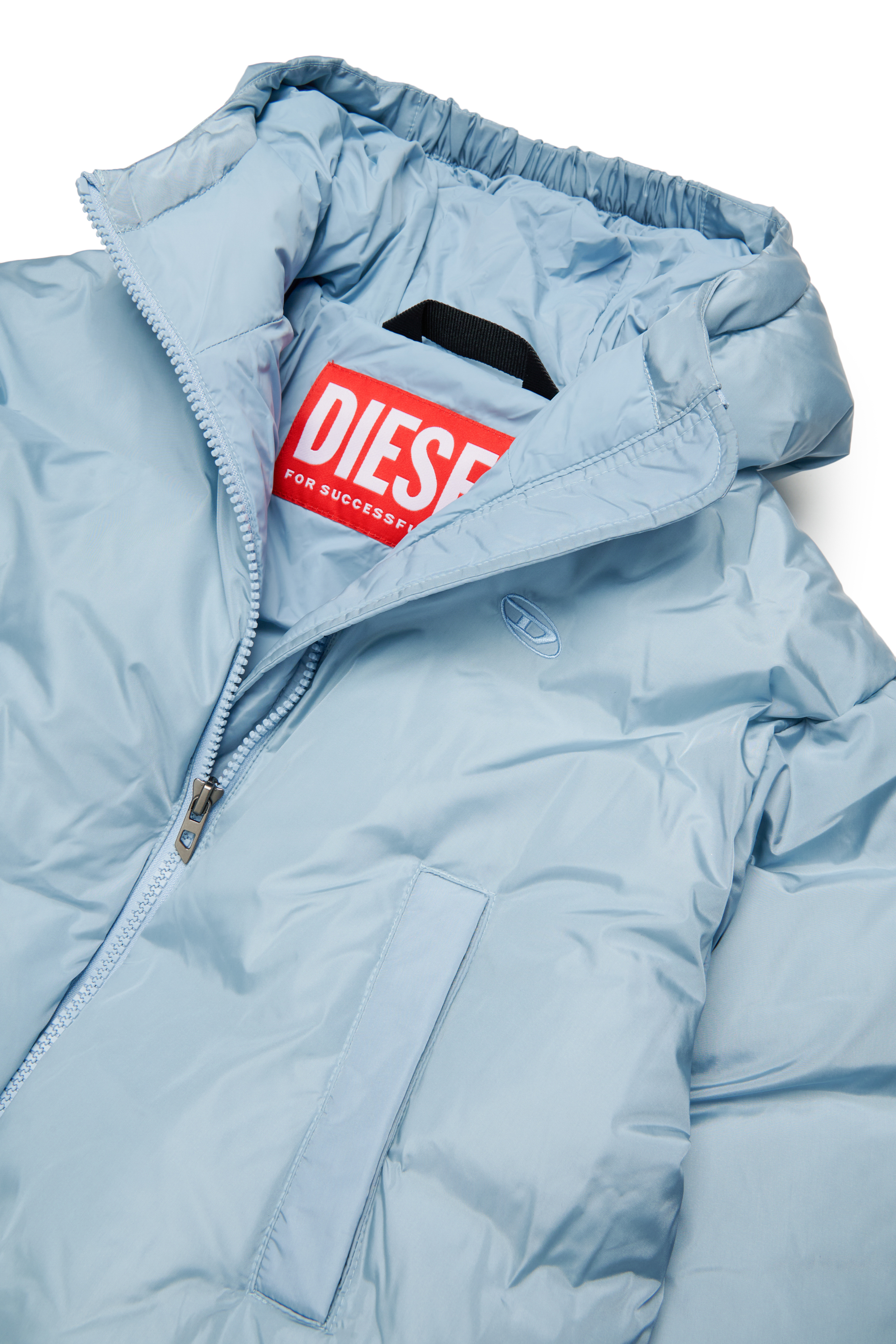 Diesel - JELKYM, Woman's Hooded puffer jacket in Light Blue - 3