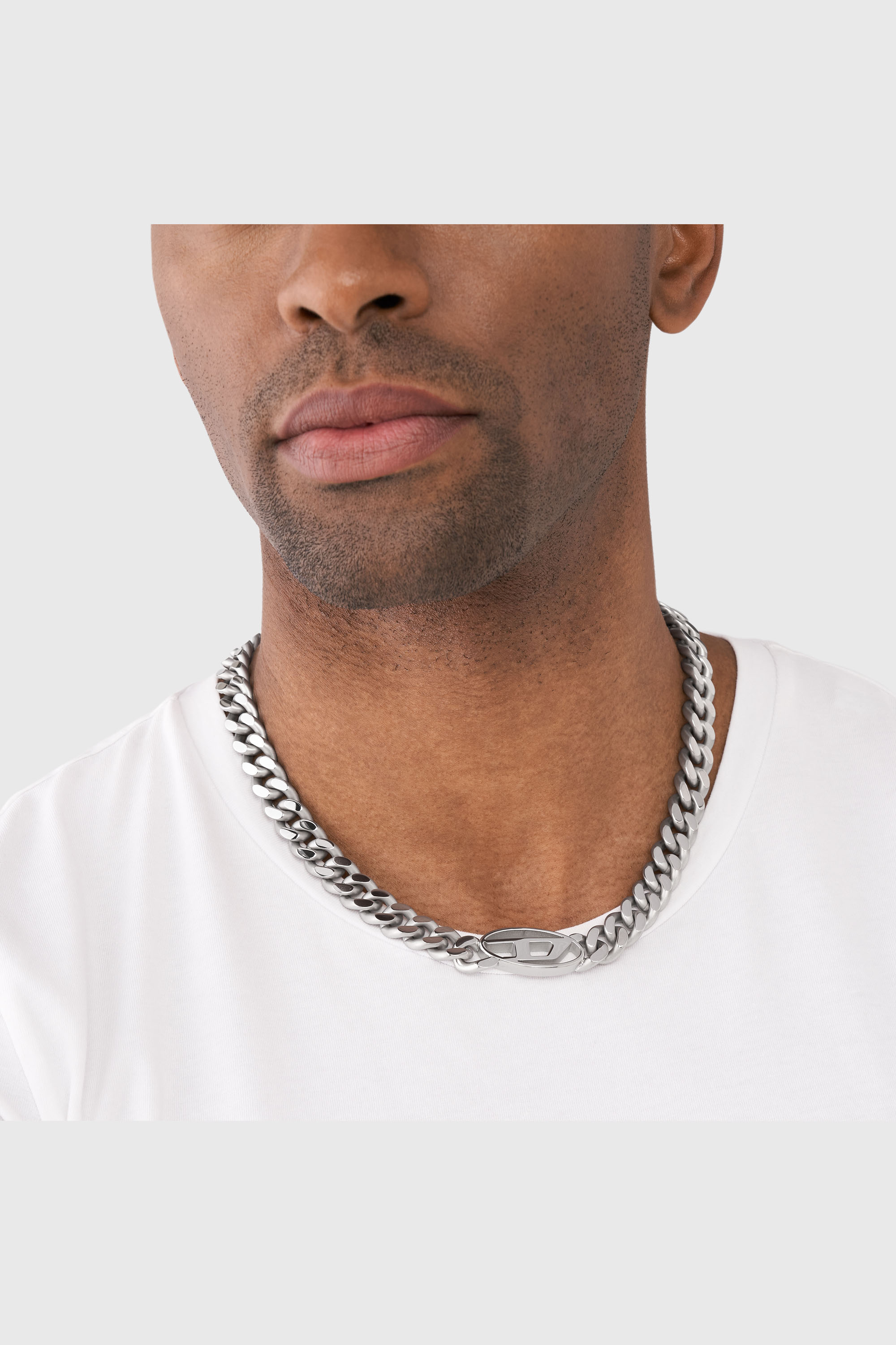 Men's Oval D Logo Choker Necklace | Silver | Diesel GB