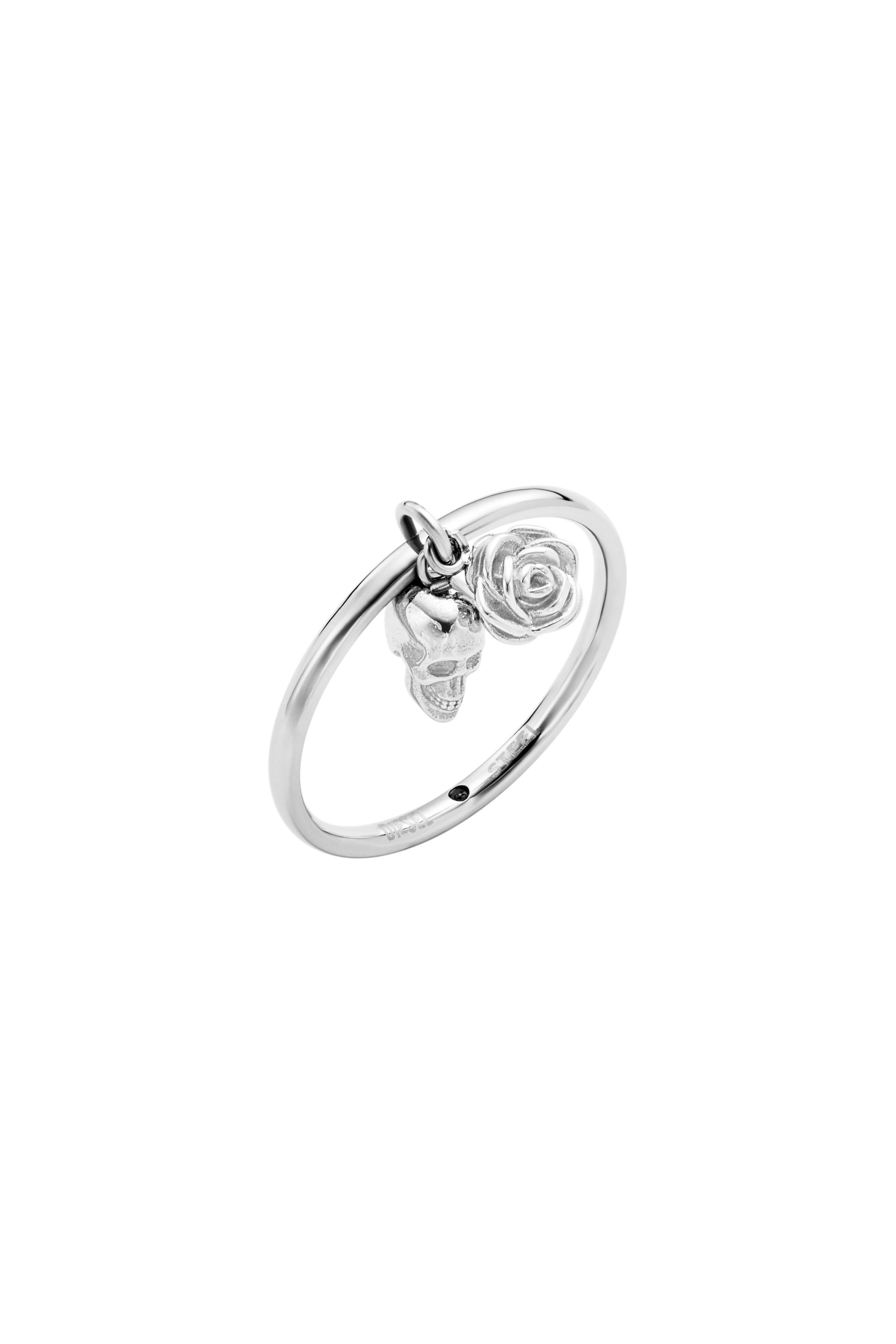 Diesel - DX1602040, Unisex's Stainless Steel Skull Charm Ring in Silver - 1