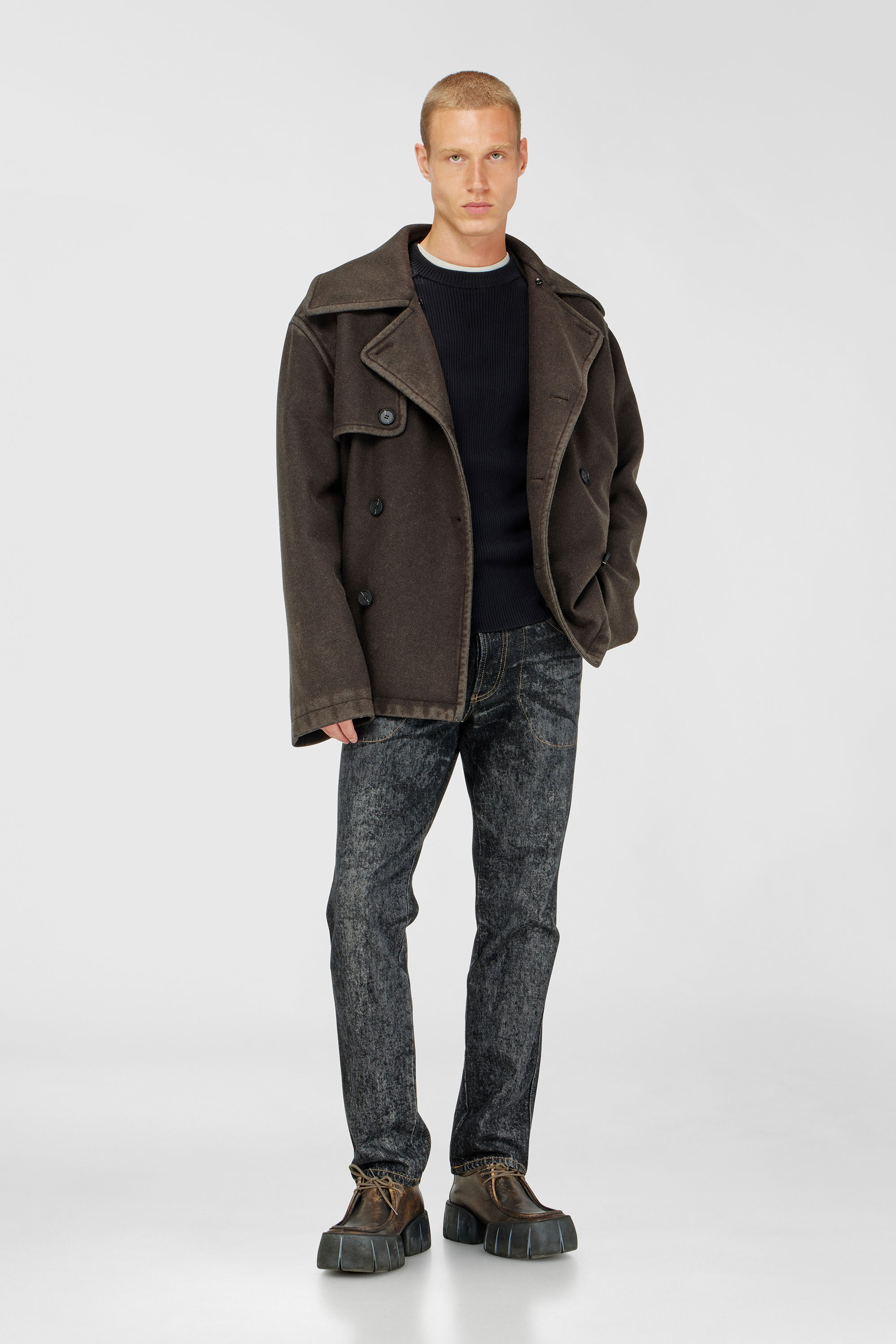 Diesel - K-MARTIN, Man's Ribbed jumper with shoulder panels in Black - 2