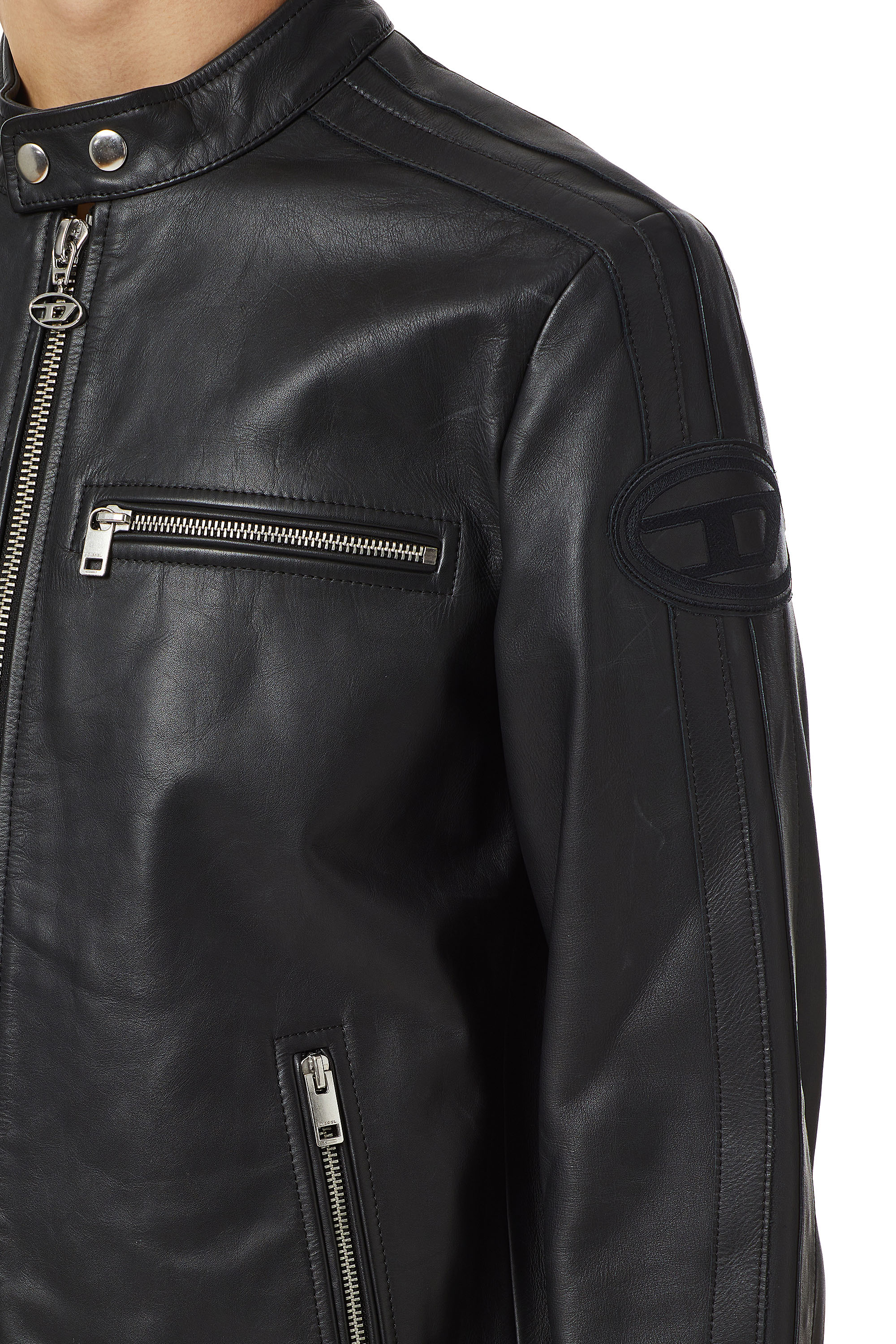 diesel blue leather jacket