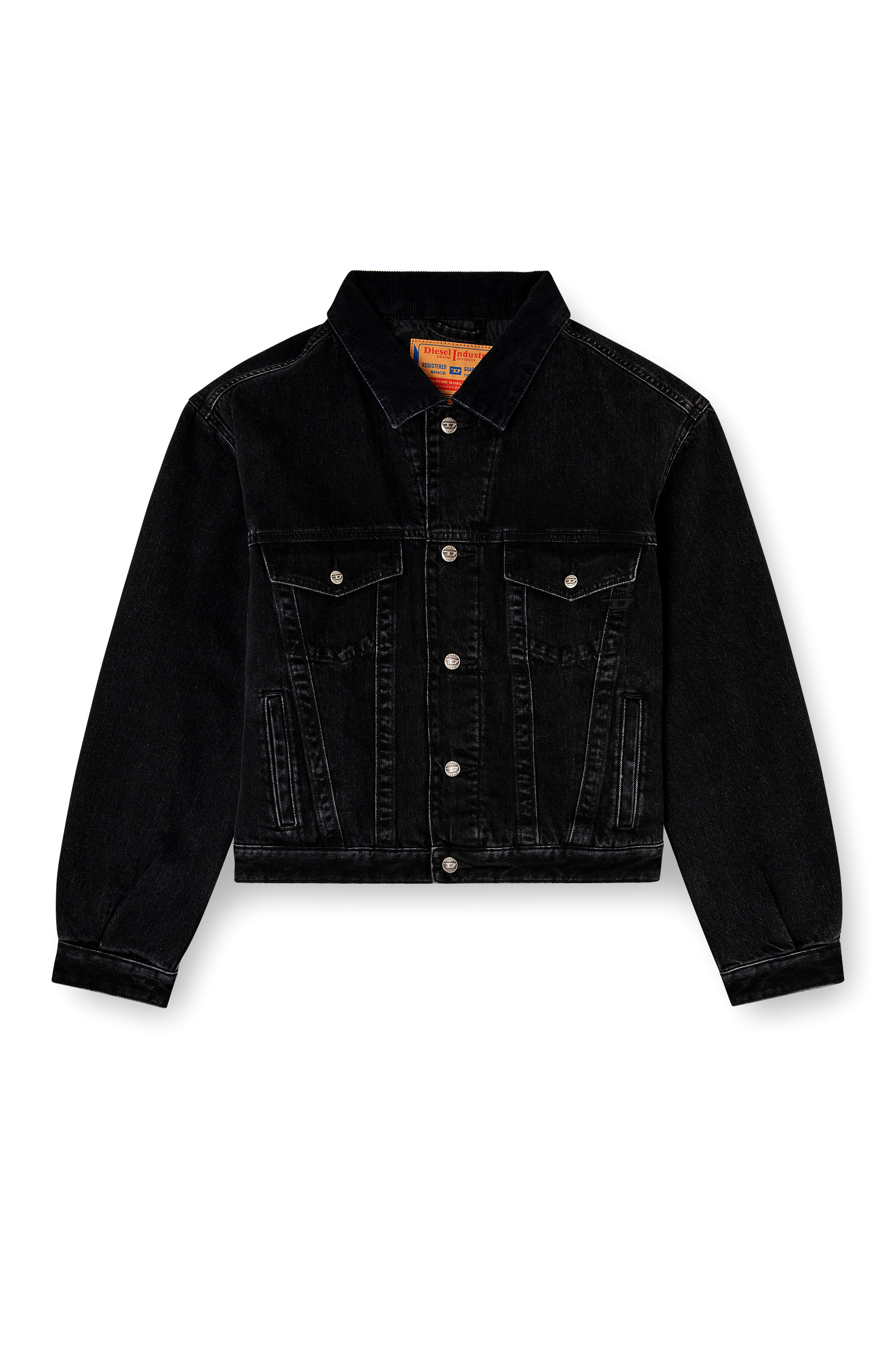 Diesel - D-RANGER-T, Unisex's Padded trucker jacket in denim in Black - 3