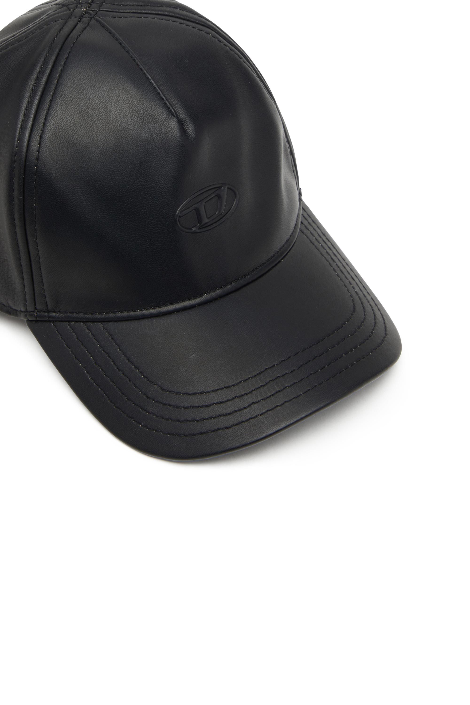 Diesel - C-HEATHER, Man's Coated baseball cap with embossed logo in Black - 3