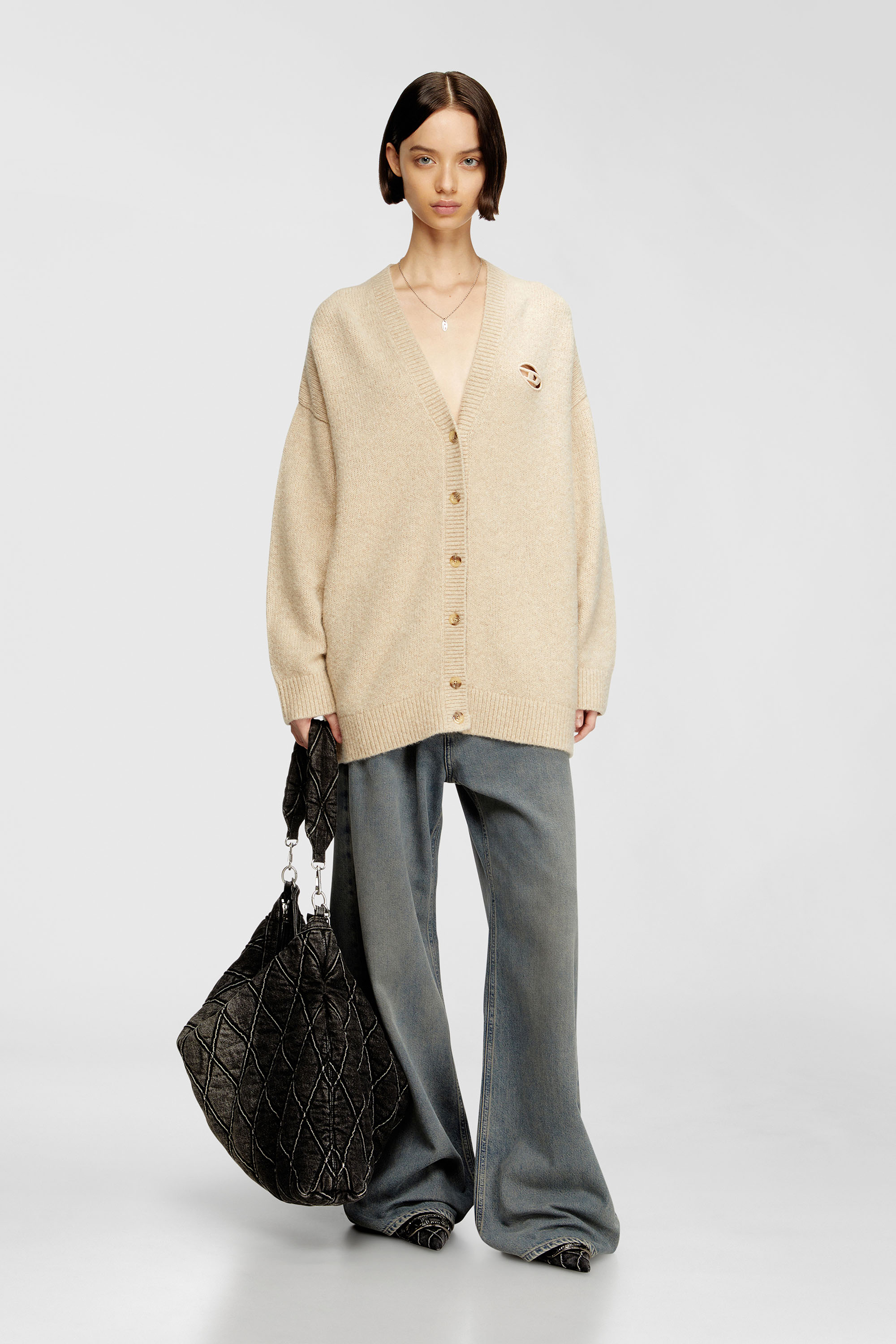 Diesel - M-AREELA, Woman's Cardigan in wool and alpaca blend in Beige - 2