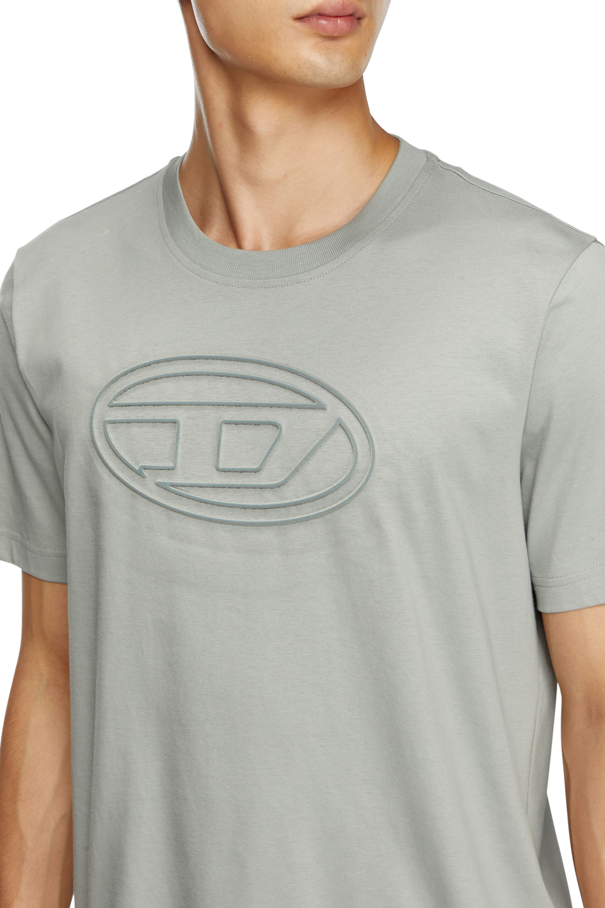 Diesel - T-ADJUST-BIGOVAL, Man's T-shirt with embossed Oval D in Light Grey - 5