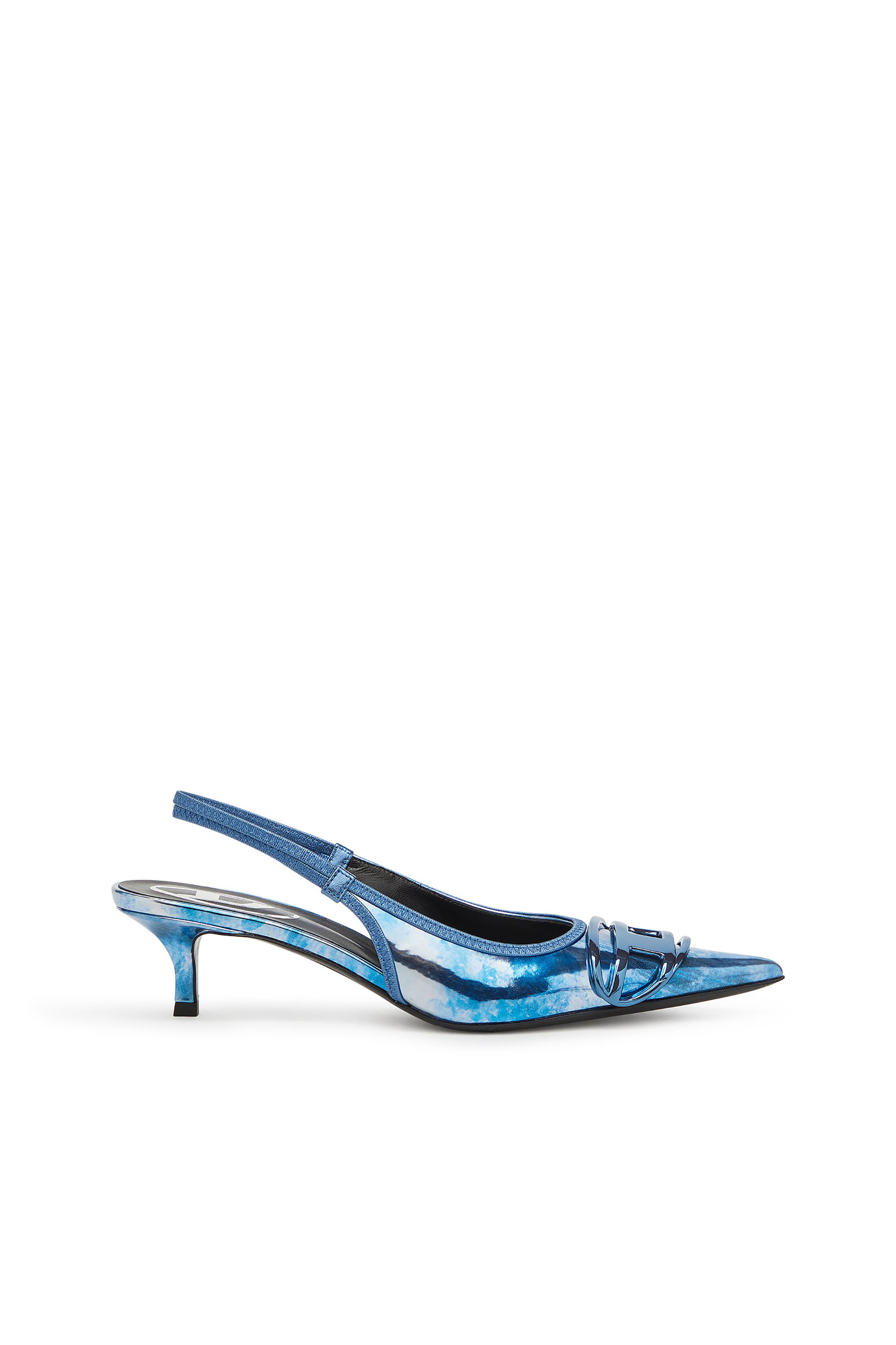 Diesel - D-VENUS SB 40, Woman's Two-tone metallic slingback pumps in Blue - 1