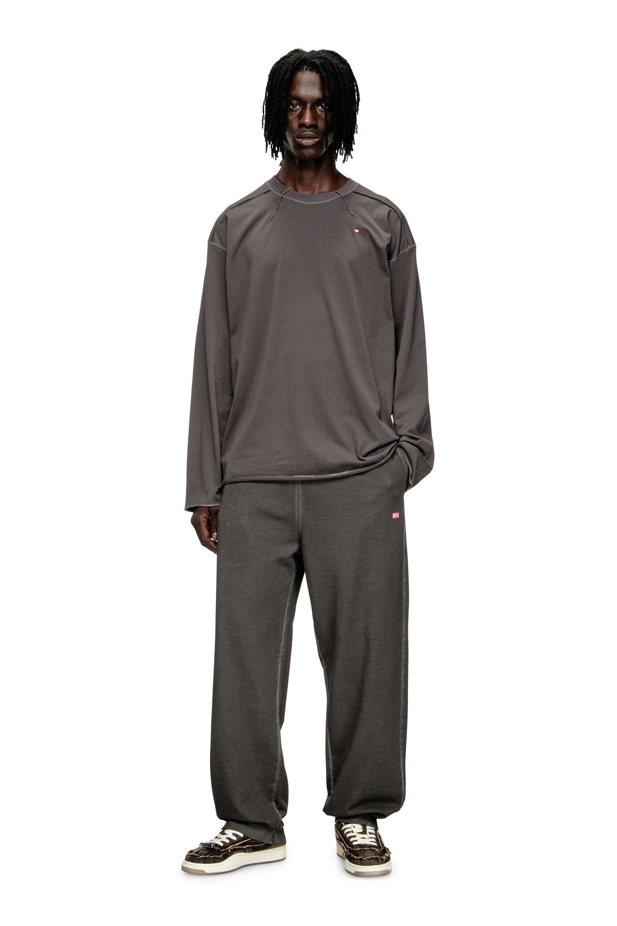 Diesel - T-CRAHOR-BOXT-LS-T1, Man's Cotton T-shirt in Grey - 1