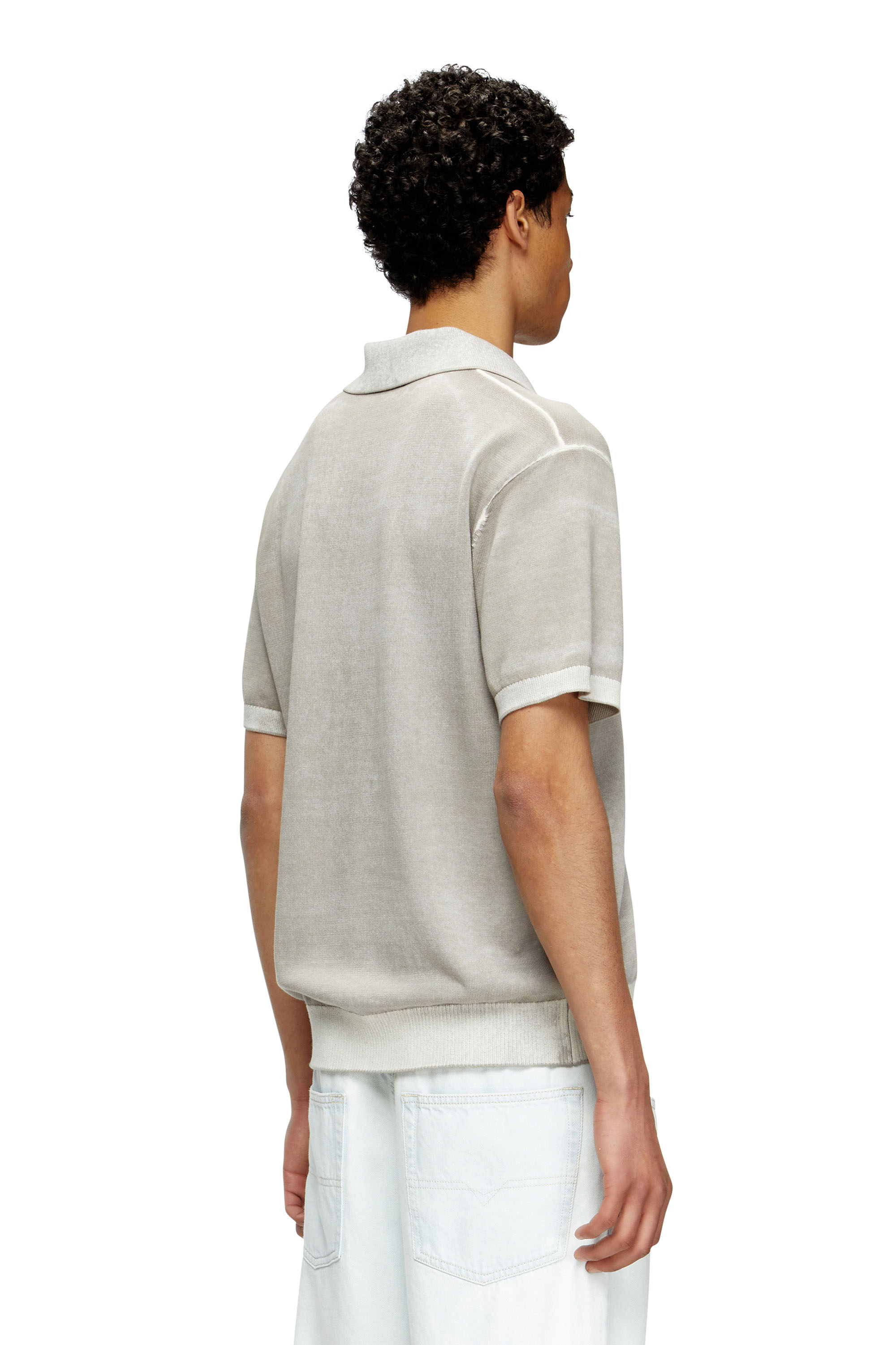 Diesel - K-LORENZO-SS, Man's Reverse-print short-sleeve polo jumper in Grey - 4