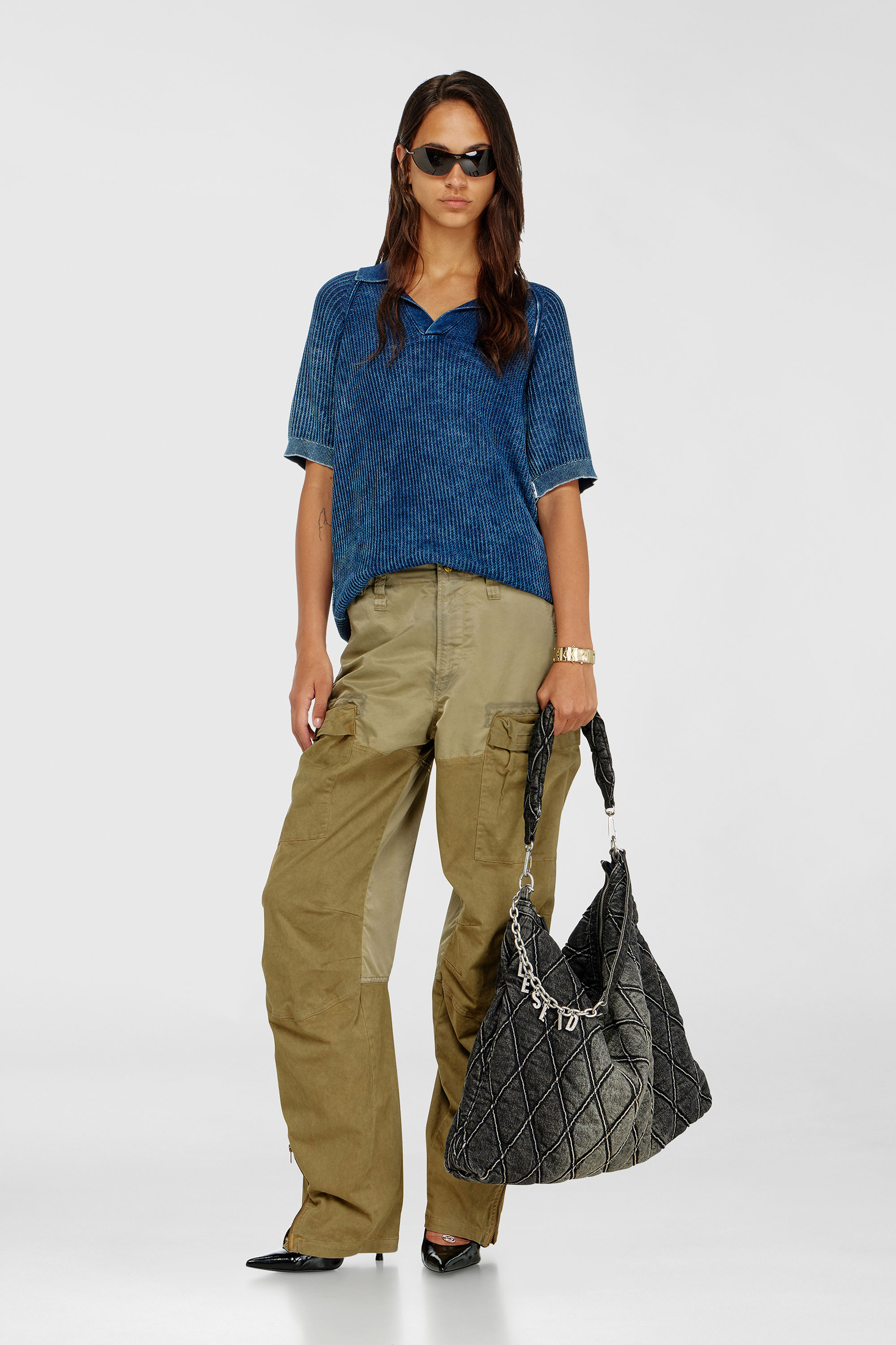 Diesel - P-ARKER, Woman's Cargo pants in cotton and nylon in Military Green - 2