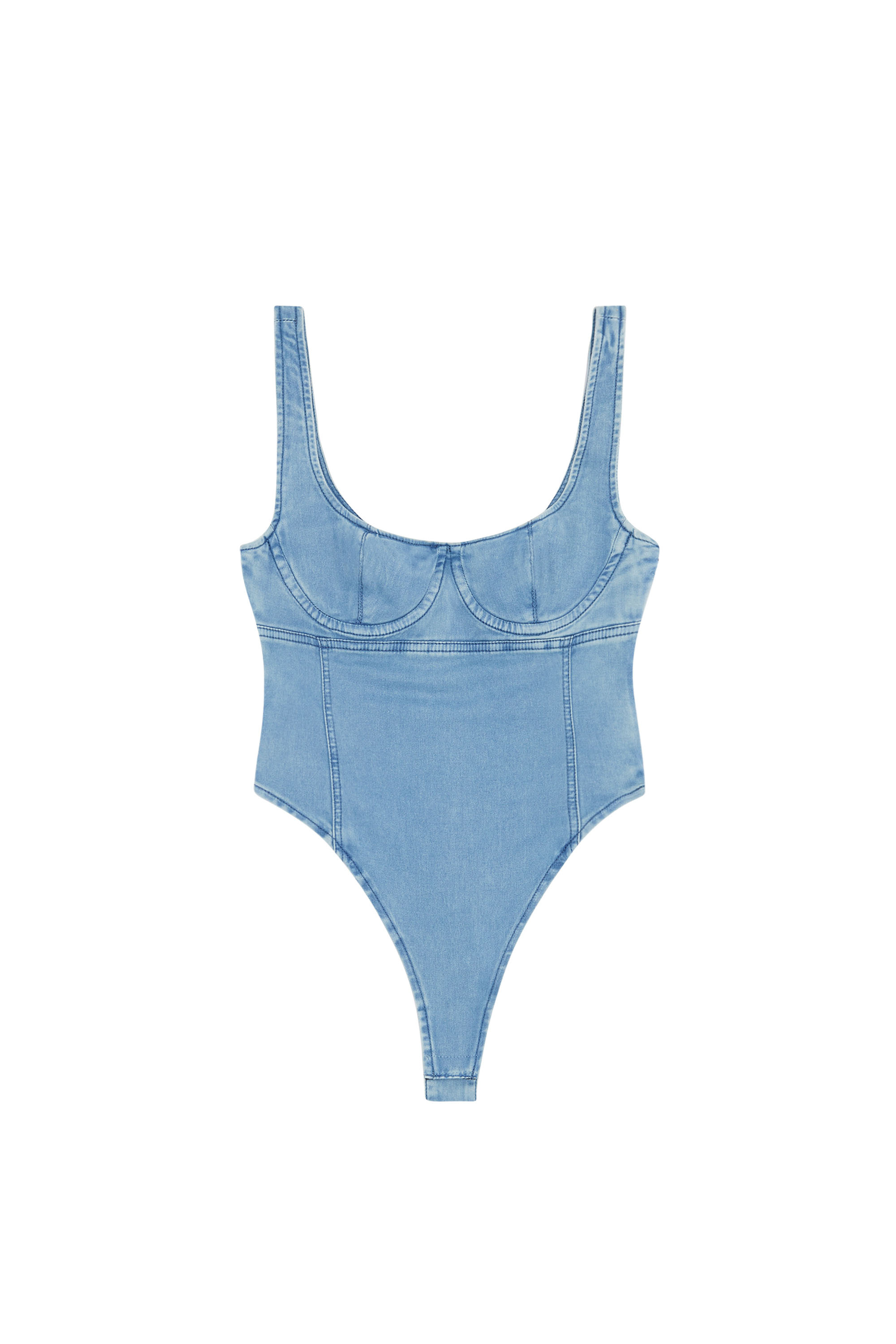 Diesel - D-GELLERT TRACK DENIM BODYSUIT, Light Blue - Image 3
