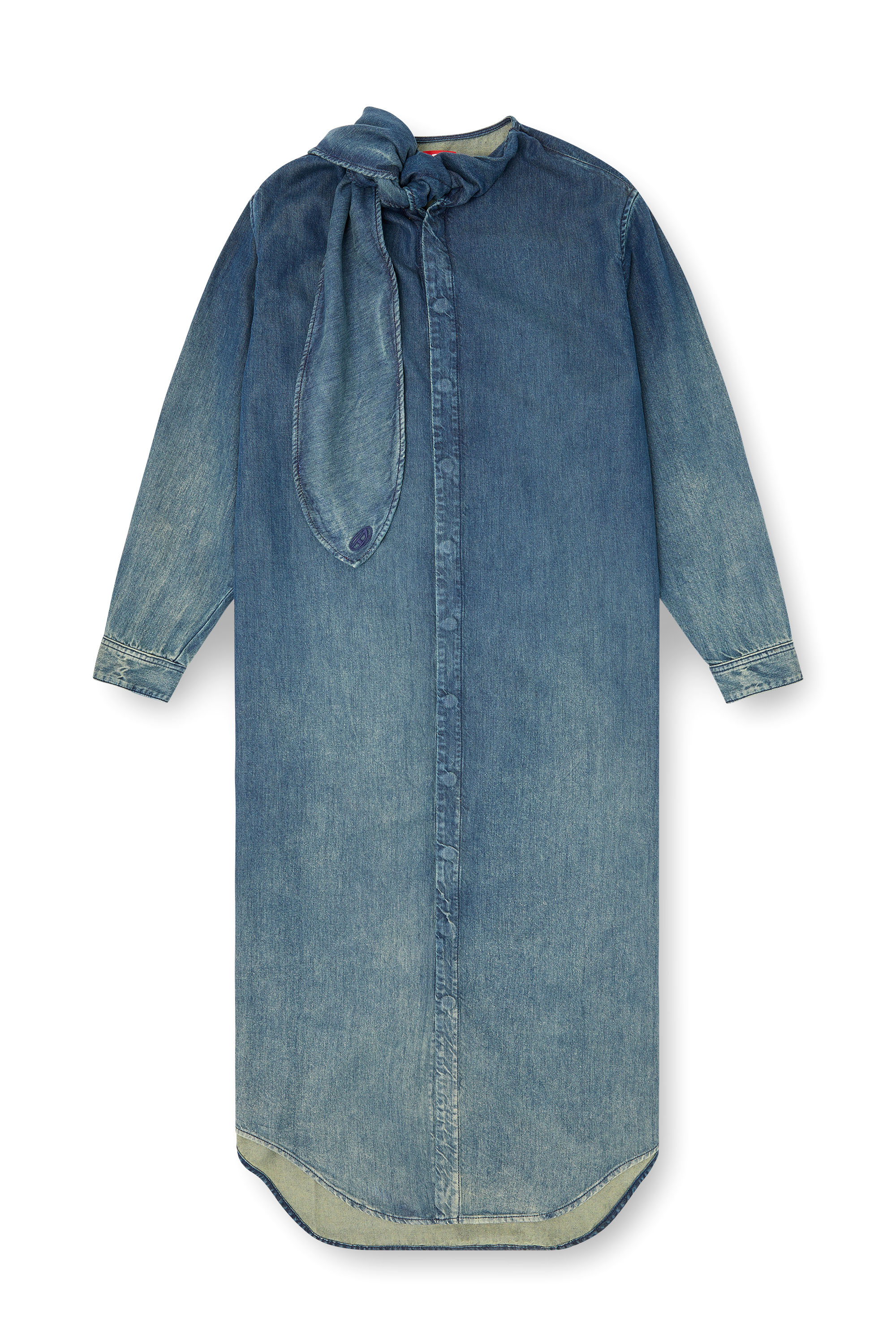 Diesel - DE-BARBARA-S, Woman's Long shirt dress in fluid denim in Medium blue - 2