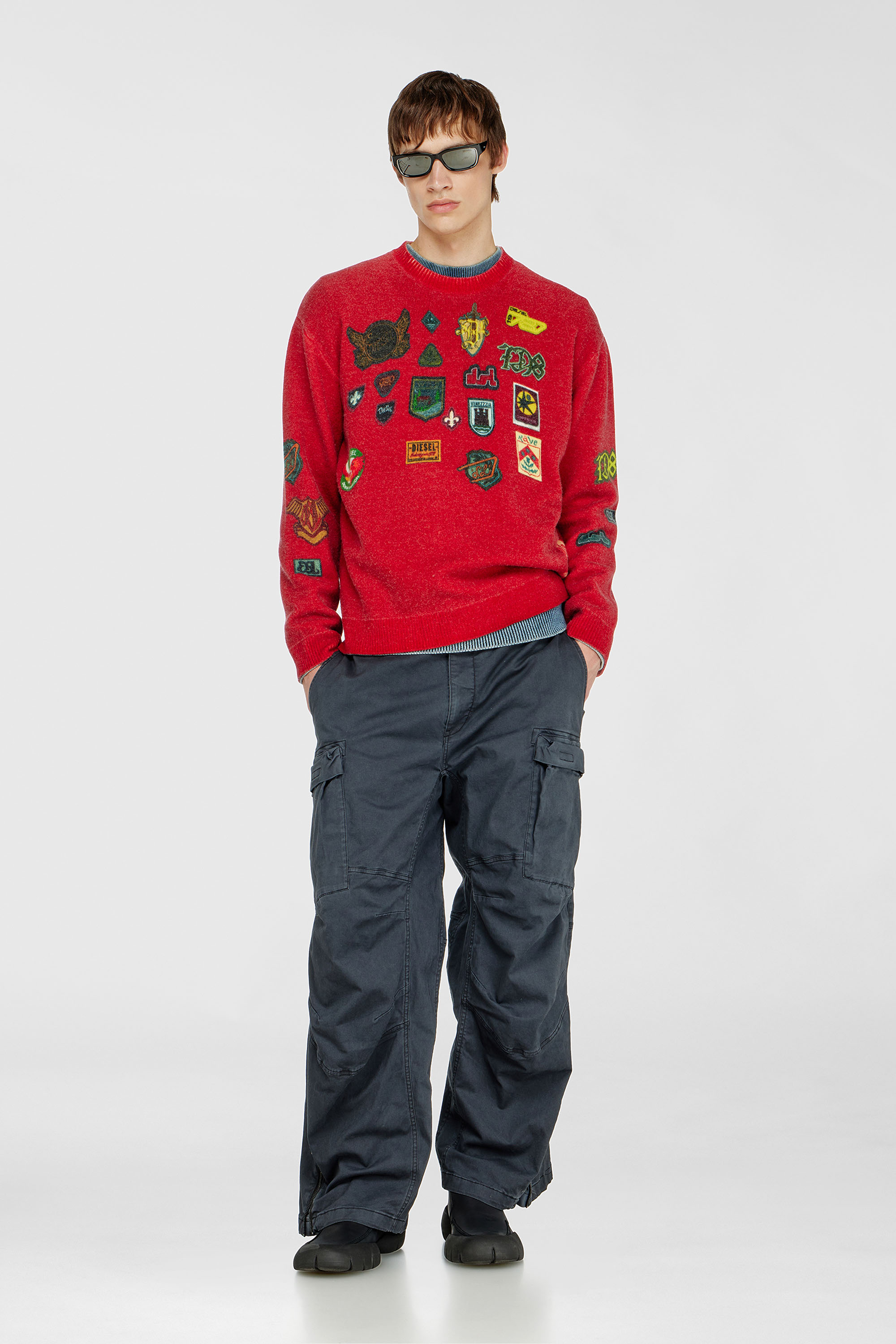 Diesel - K-PATCY, Man's Wool jumper with printed patches in Red - 2