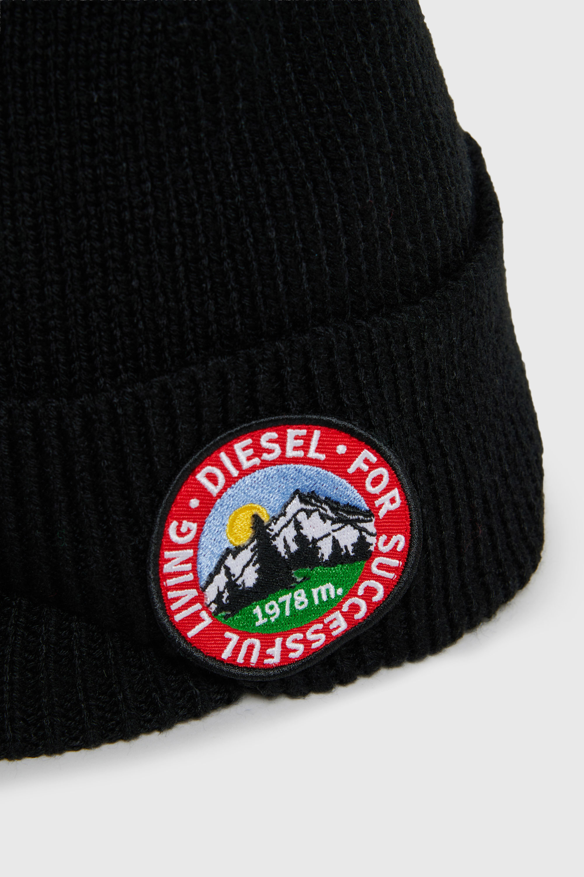 Diesel - FMONTI, Unisex's Visor beanie in ribbed wool knit in Black - 3