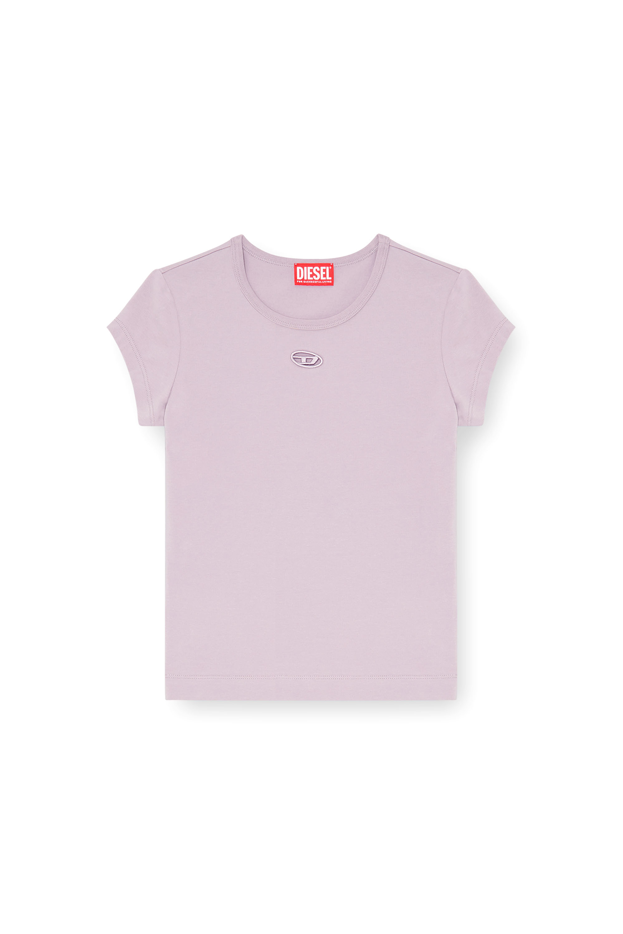 Diesel - T-ANGIE-OD, Woman's T-shirt with cut-out embroidered logo in null - 2