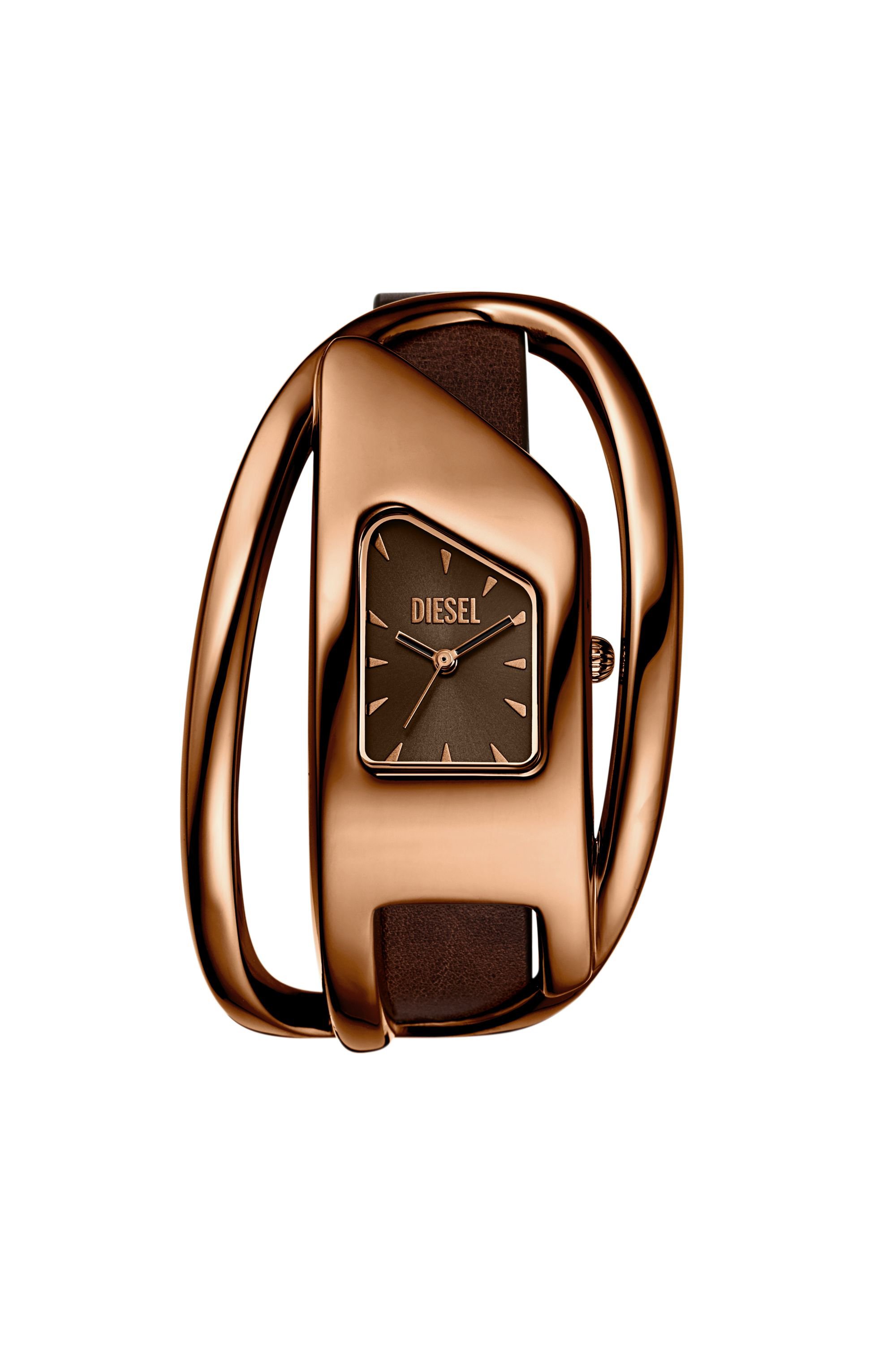 Diesel - DZ5630 WATCH, Woman's Wrap-D brown leather watch in Bronze - 1