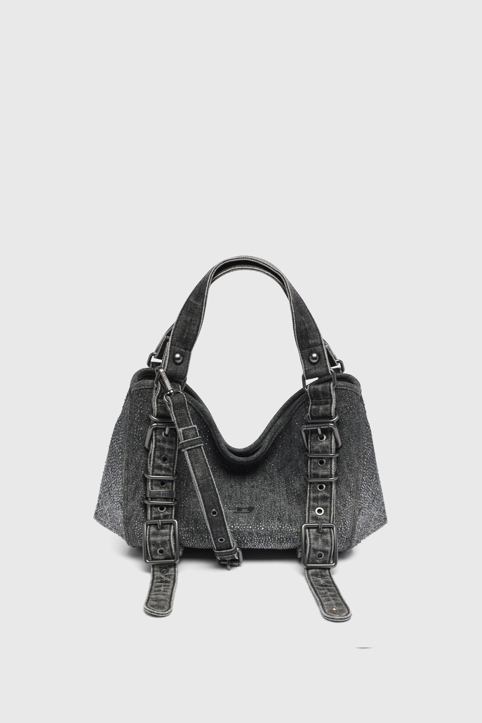 Diesel - D-ONE TOPHANDLE S, Woman's D-One-Small top-handle bag in crystal solarised denim in Black - 2