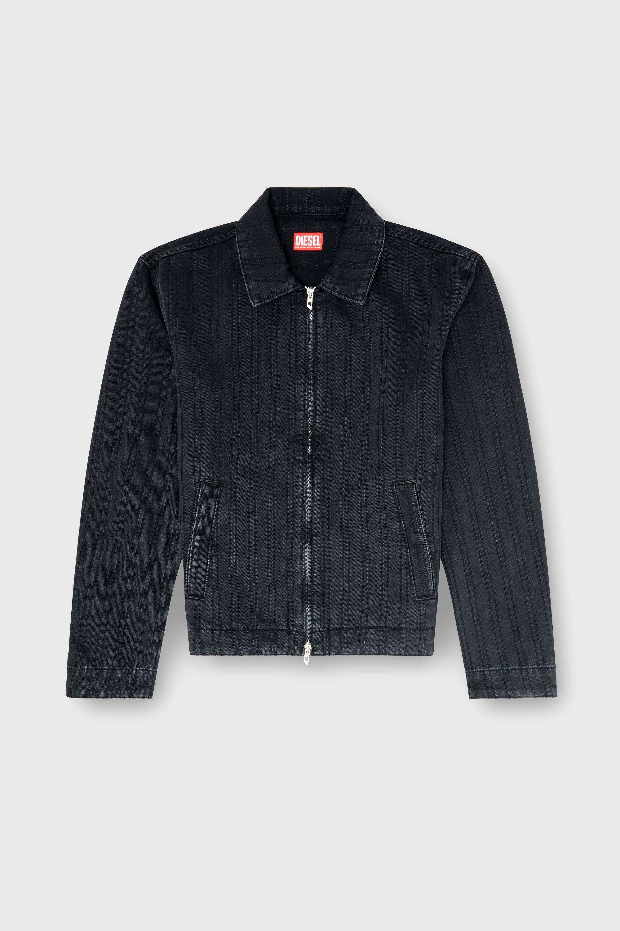 Diesel - D-ROHE, Man's Jacket in pinstripe denim in Black - 2