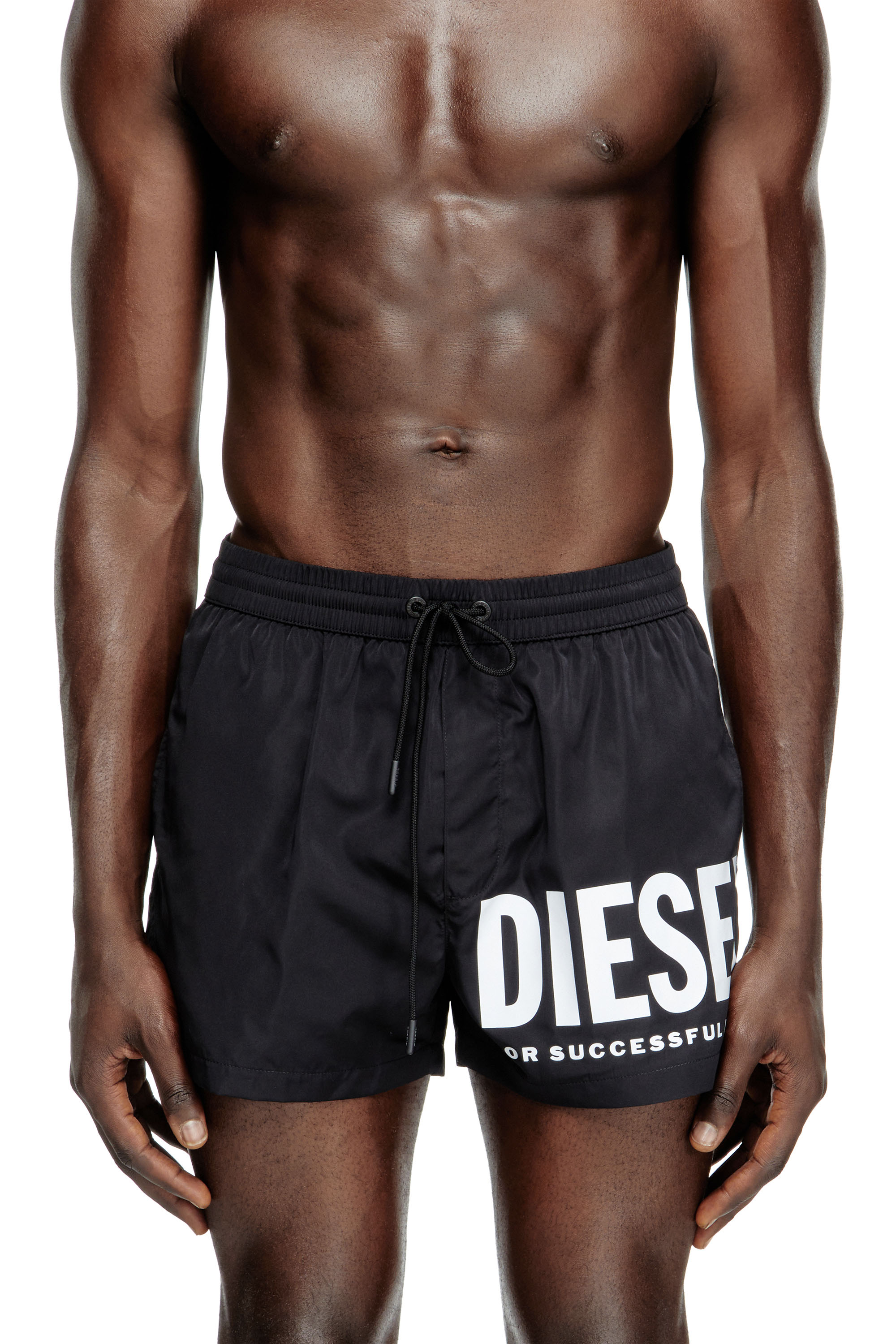 Diesel - MARIO-34-D-CORE, Man's Swim shorts with logo print in Black/White - 1