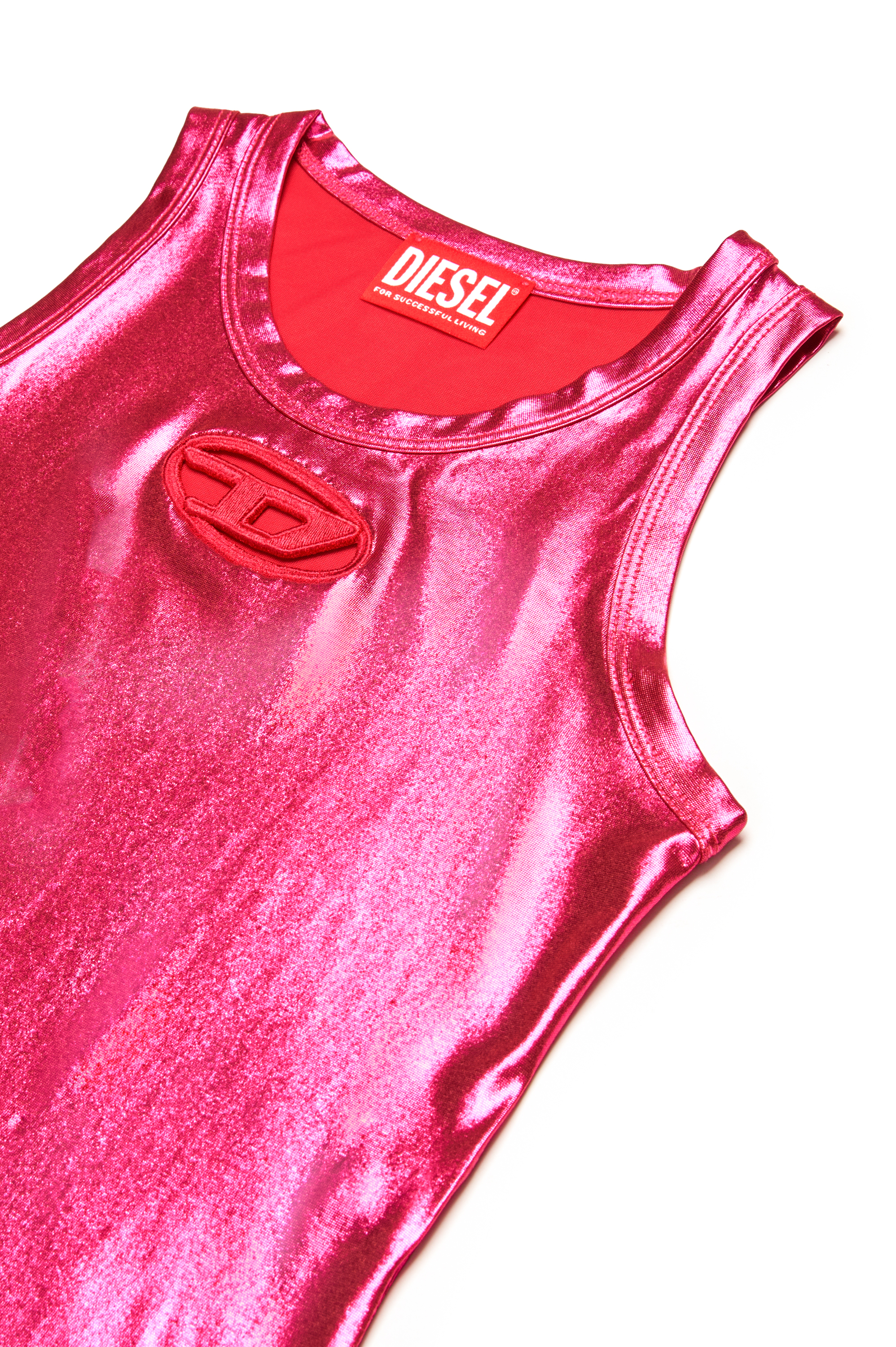 Diesel - TLYNYS, Woman's Metallic tank top with cut-out logo in Pink - 3