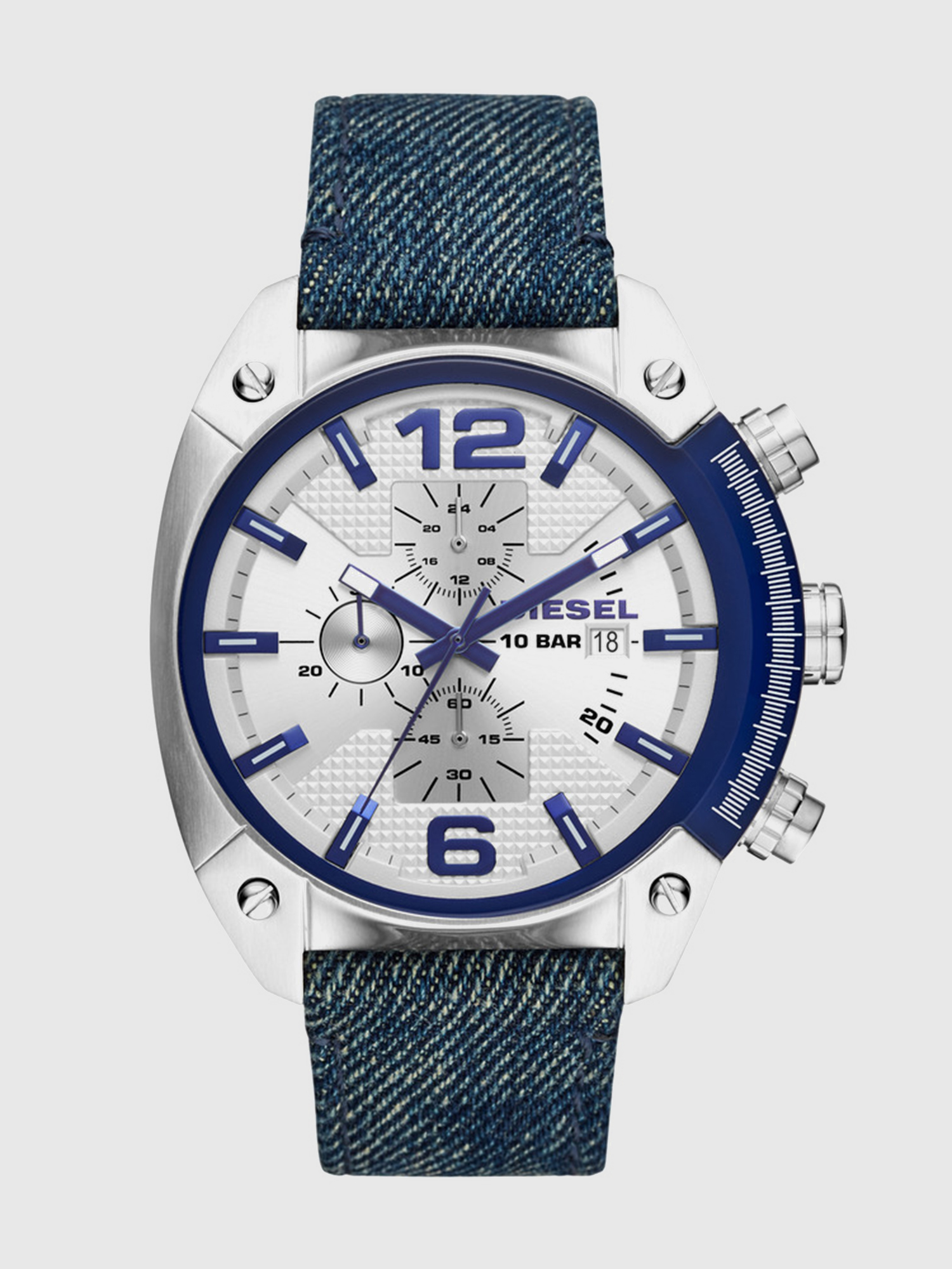 DZ4480 Man: Overflow round watch w/silver-tone dial, 49 mm