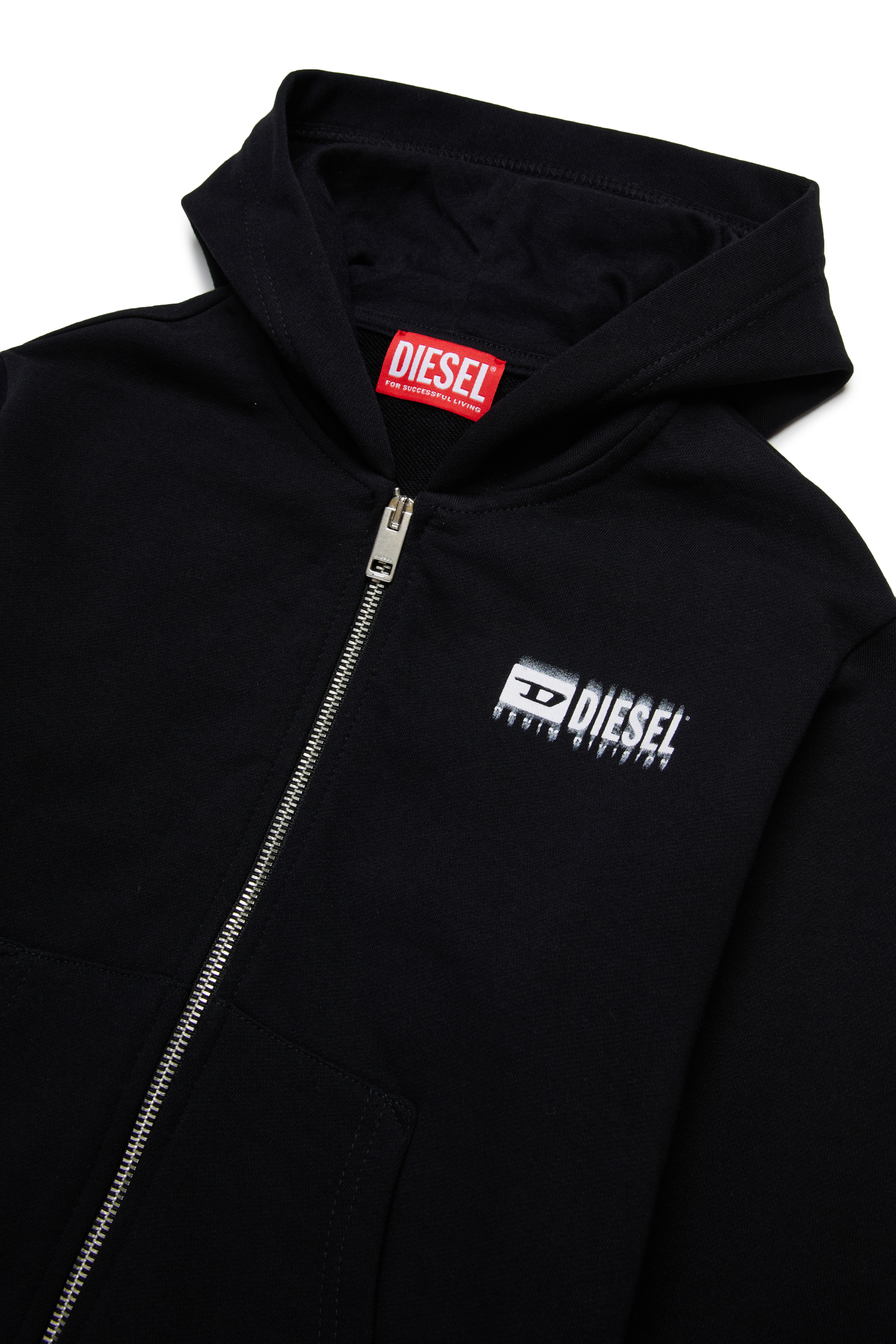 Diesel - SVOUGZIP OVER, Man's Zip-up hoodie with smudged logo in Black - 3