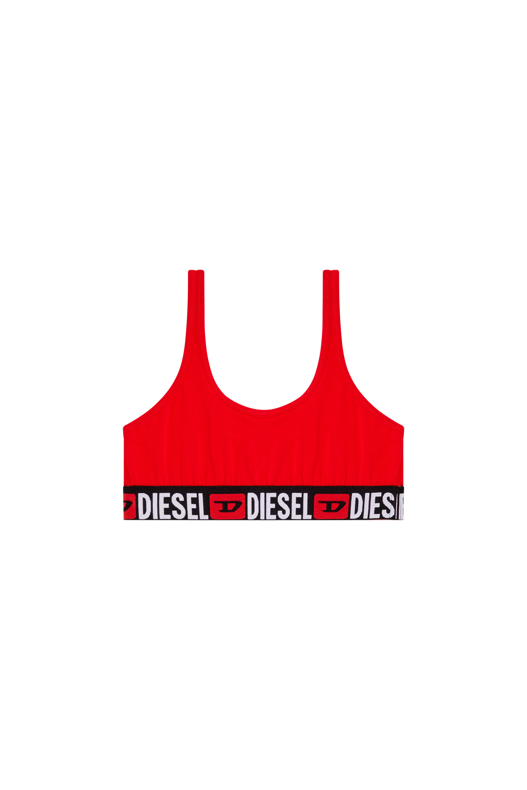 Diesel - UFSB-ORIBA, Woman's Ribbed bralette with logo band in Red - 4