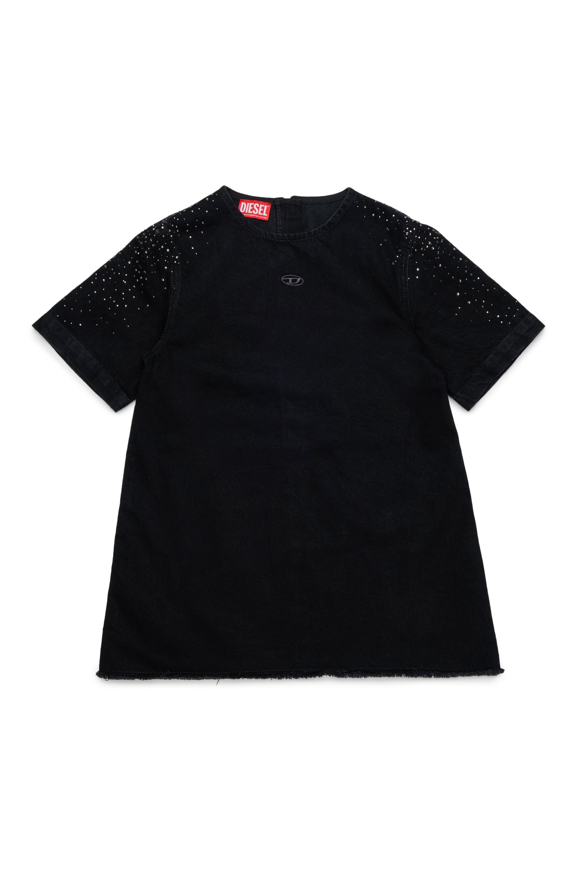 Diesel - DILBY, Woman's Rhinestone-embellished T-shirt dress in Black/Dark grey - 1