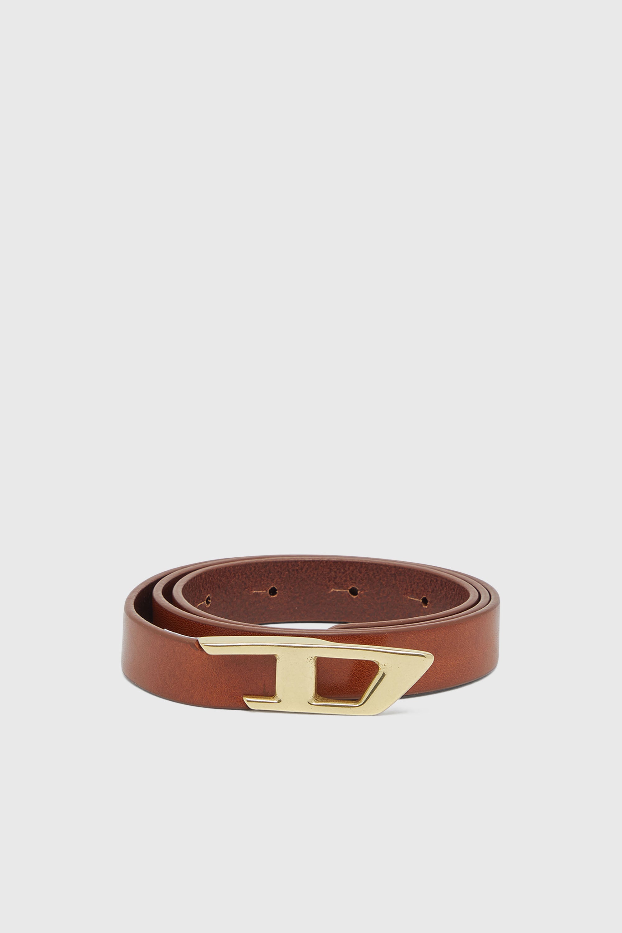 2 cm leather belt with metal D buckle