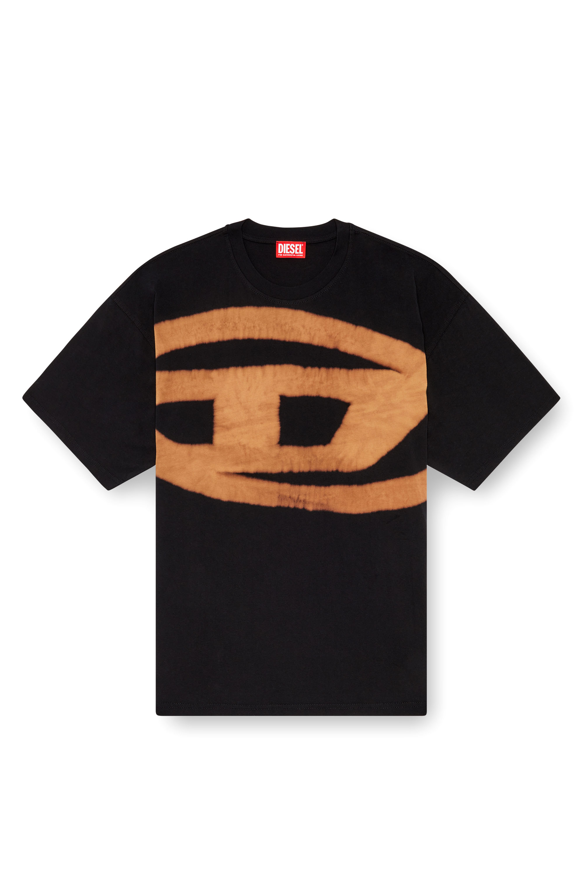 Diesel - T-BOXT-BLEACH, Man's T-shirt with bleached Oval D logo in Orange/Black - 2