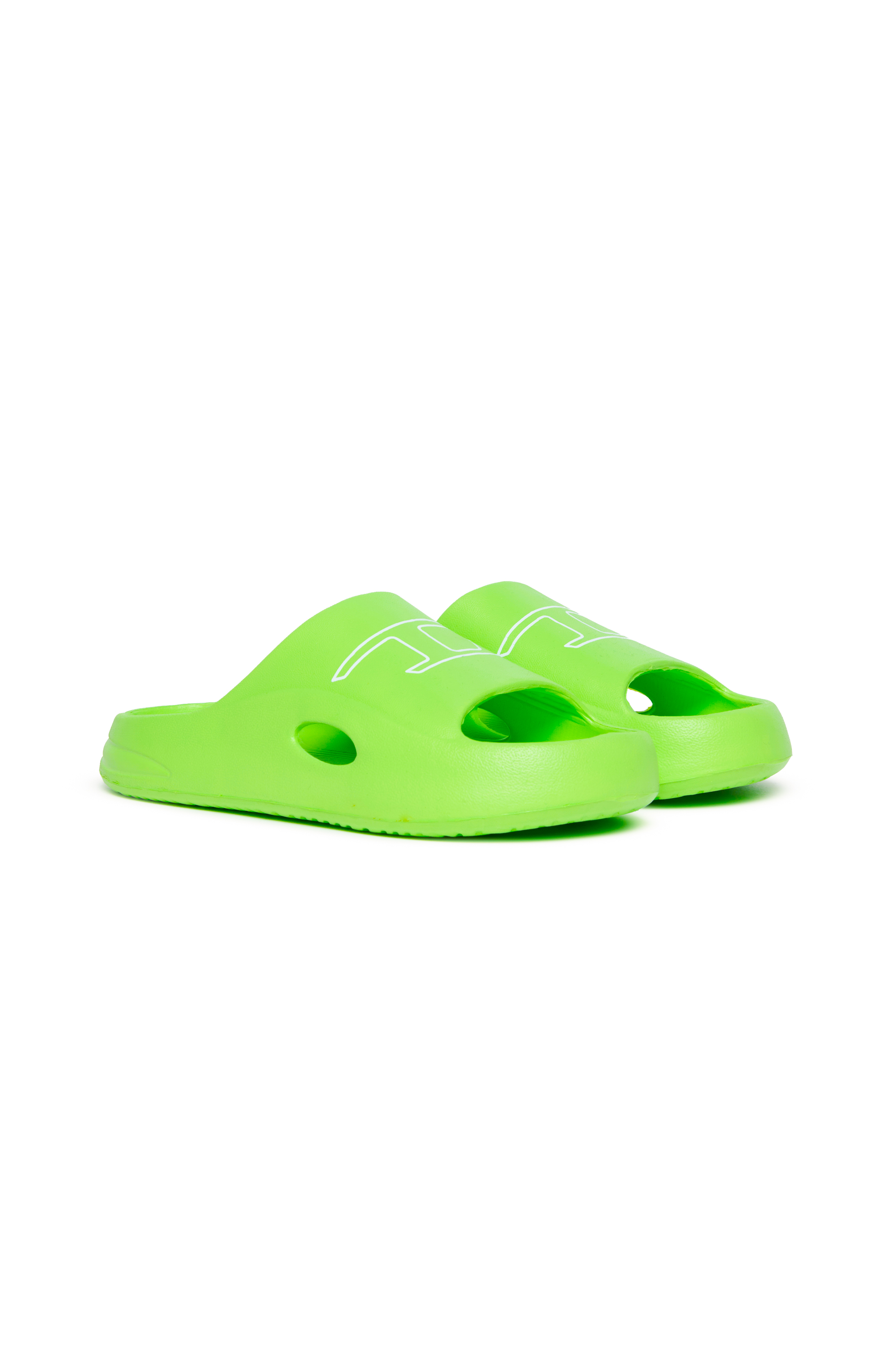 Diesel - SA-CHUNCKY D, Unisex's EVA pool slides with logo print in Green Fluo - 2