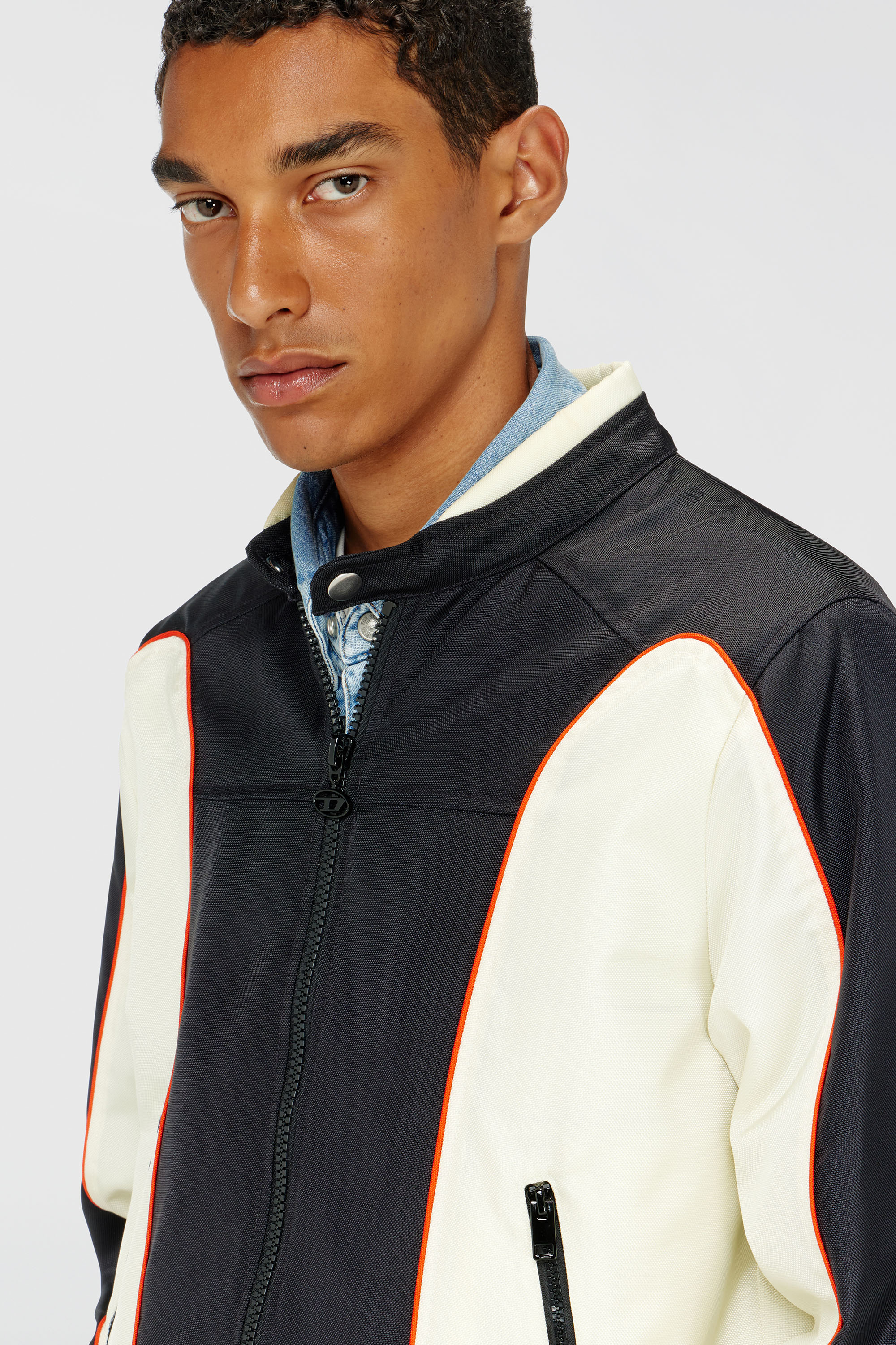 ジャケット・アウター DIESEL Men's Colour-block biker jacket with piping | Multicolor | Diesel GB