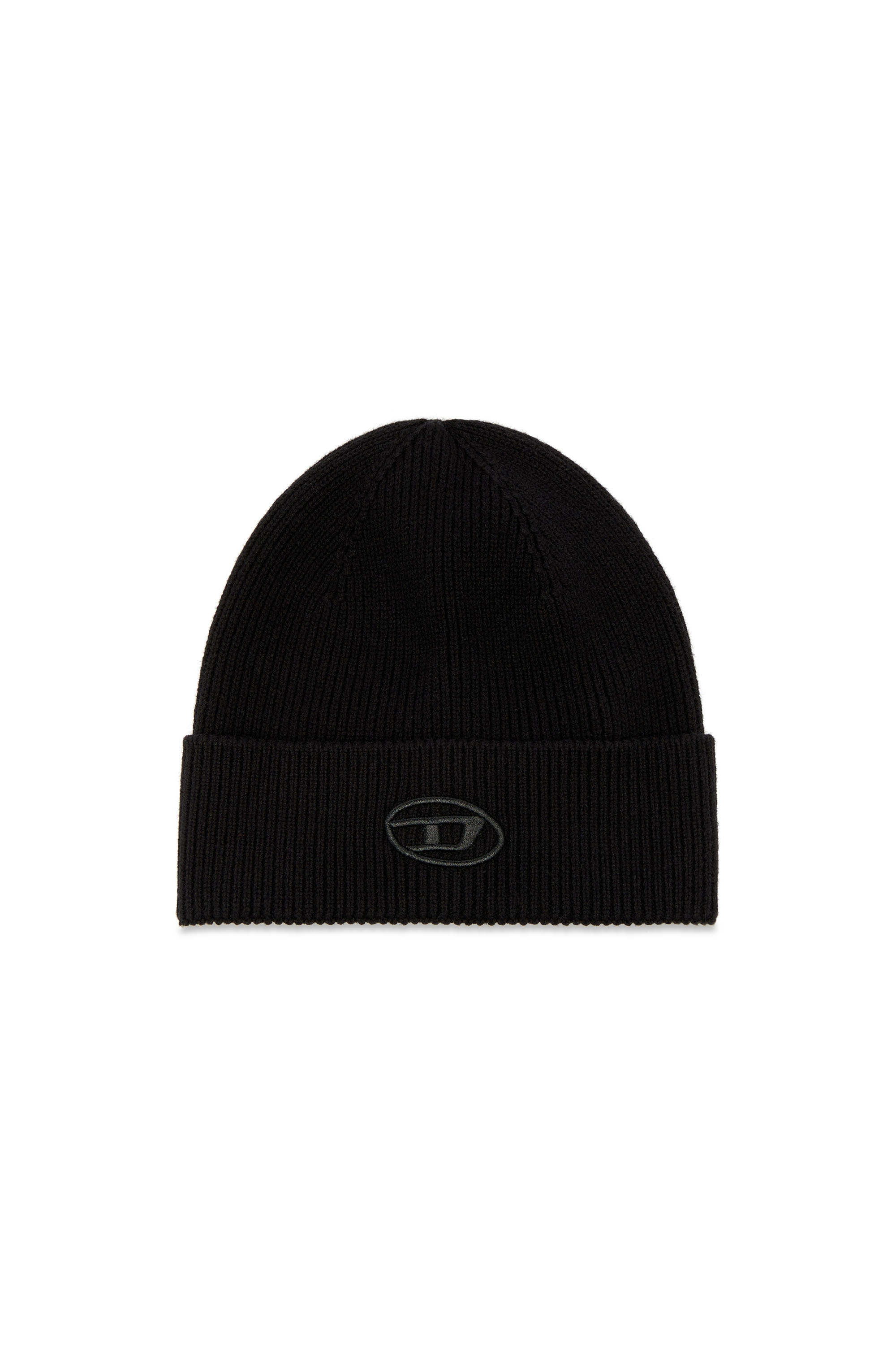 Diesel - K-CODER-FULLY B, Unisex's Ribbed beanie with D embroidery in Black - 1