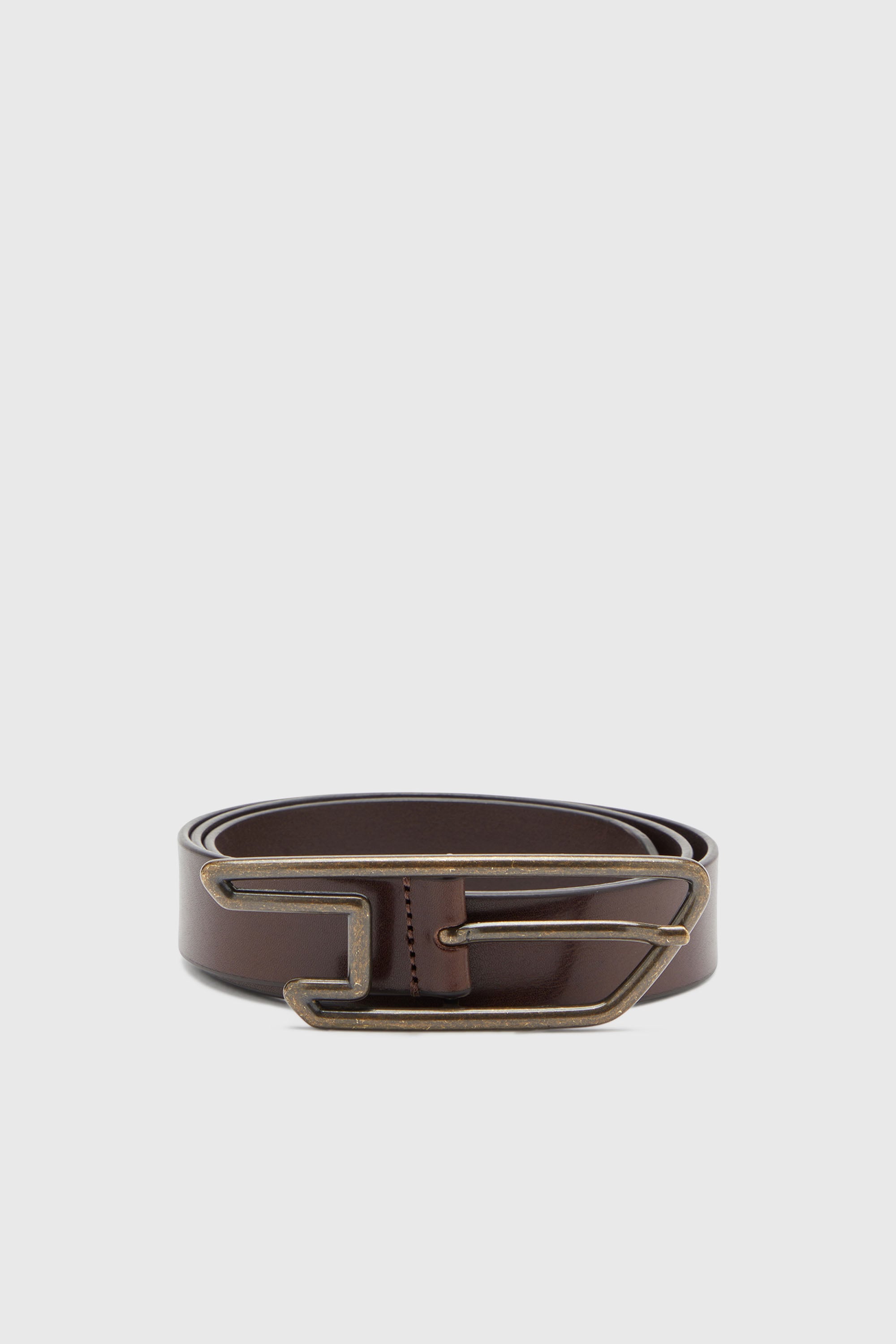 Diesel - B-D LINE 30, Unisex's 3cm leather belt with D-logo buckle in Brown - 1