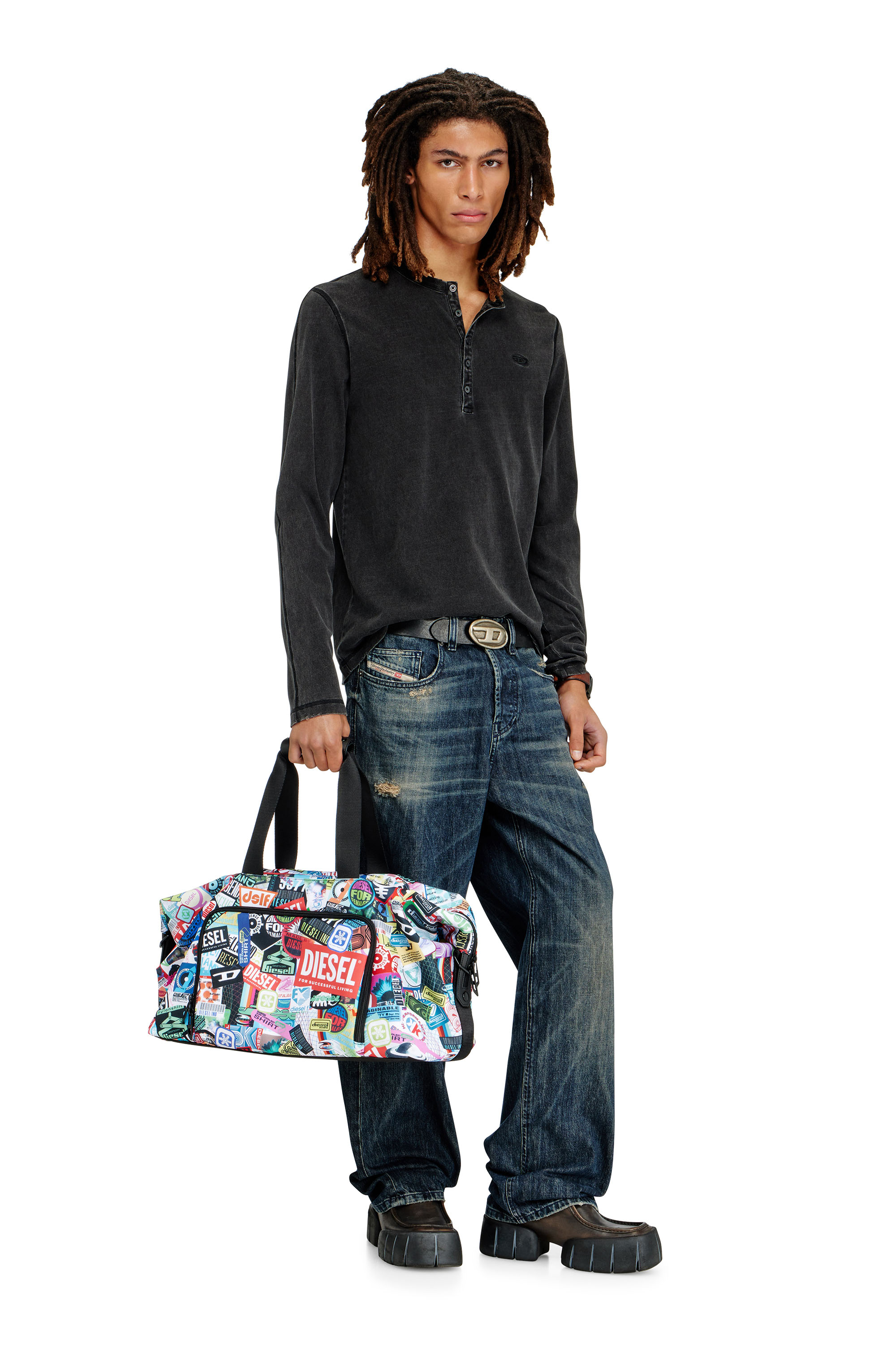 Diesel - DIESEL PC PRINTED DUFFLE-STICKERS- DSB00, Unisex's Pratical duffle bag with stickers in Multicolor - 2