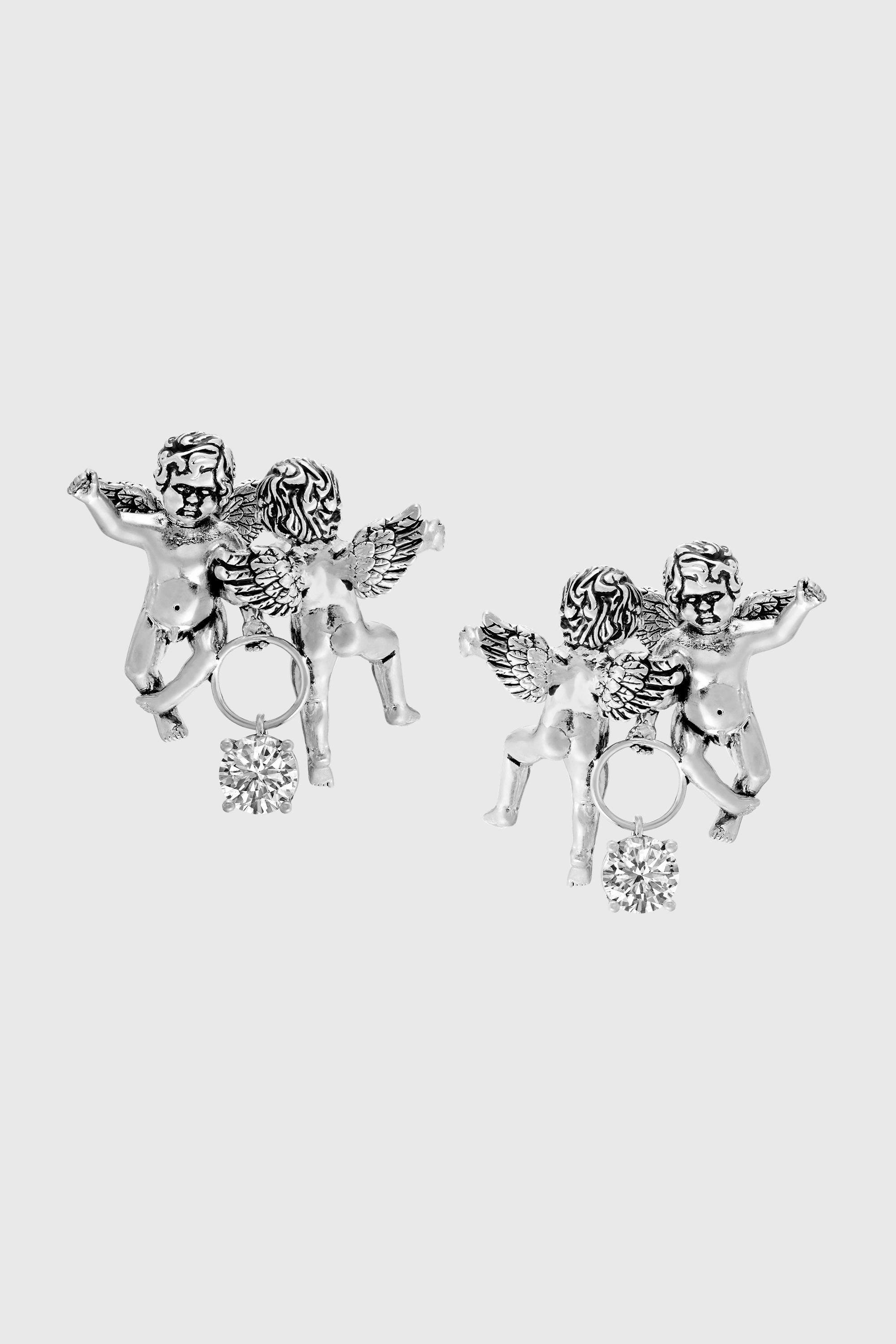 Diesel - DX1753040, Unisex's Silver-tone angel drop earrings in Silver - 2