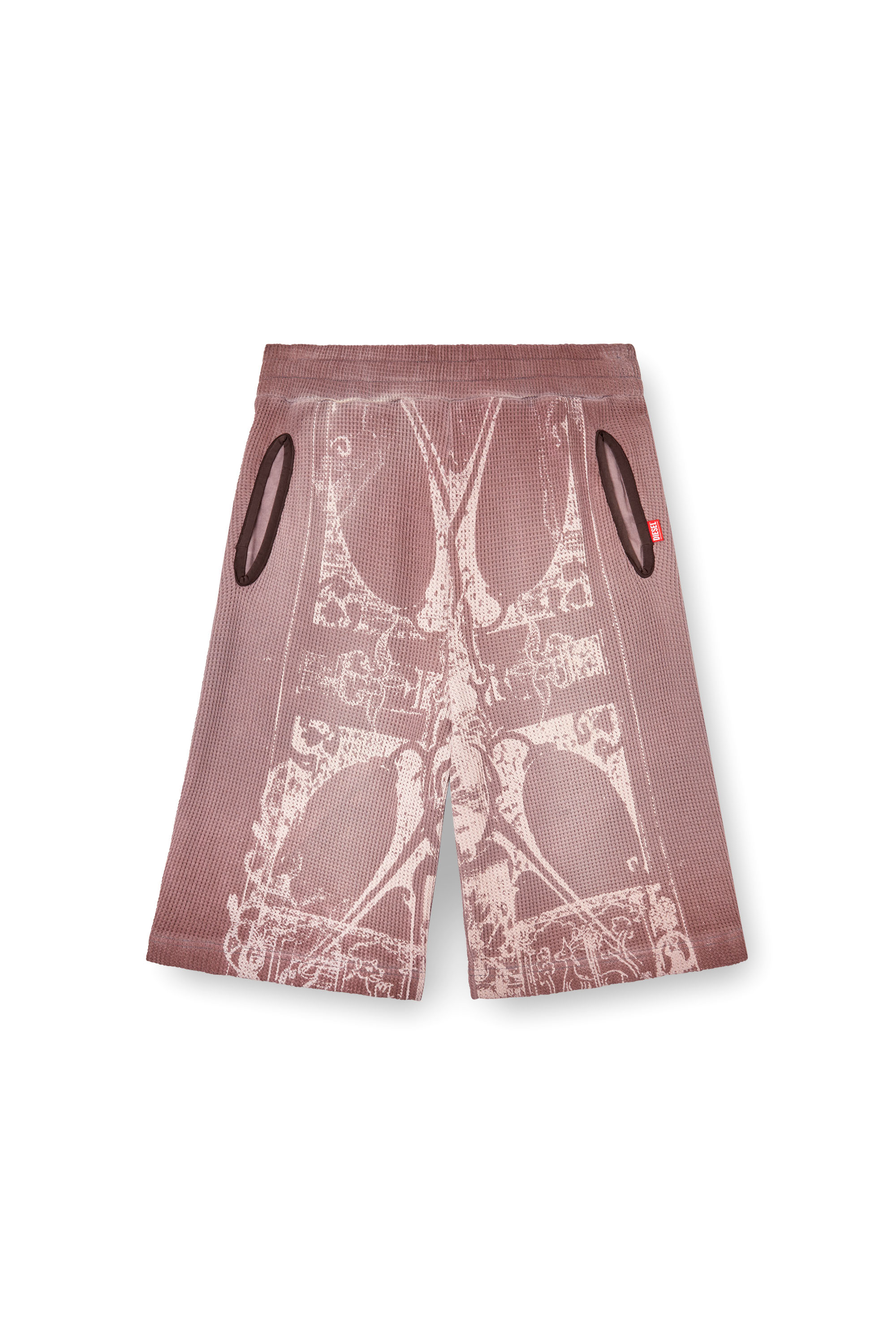 Diesel - P-WARKY-SHORT, Man's Waffle shorts with medieval print in Violet - 2