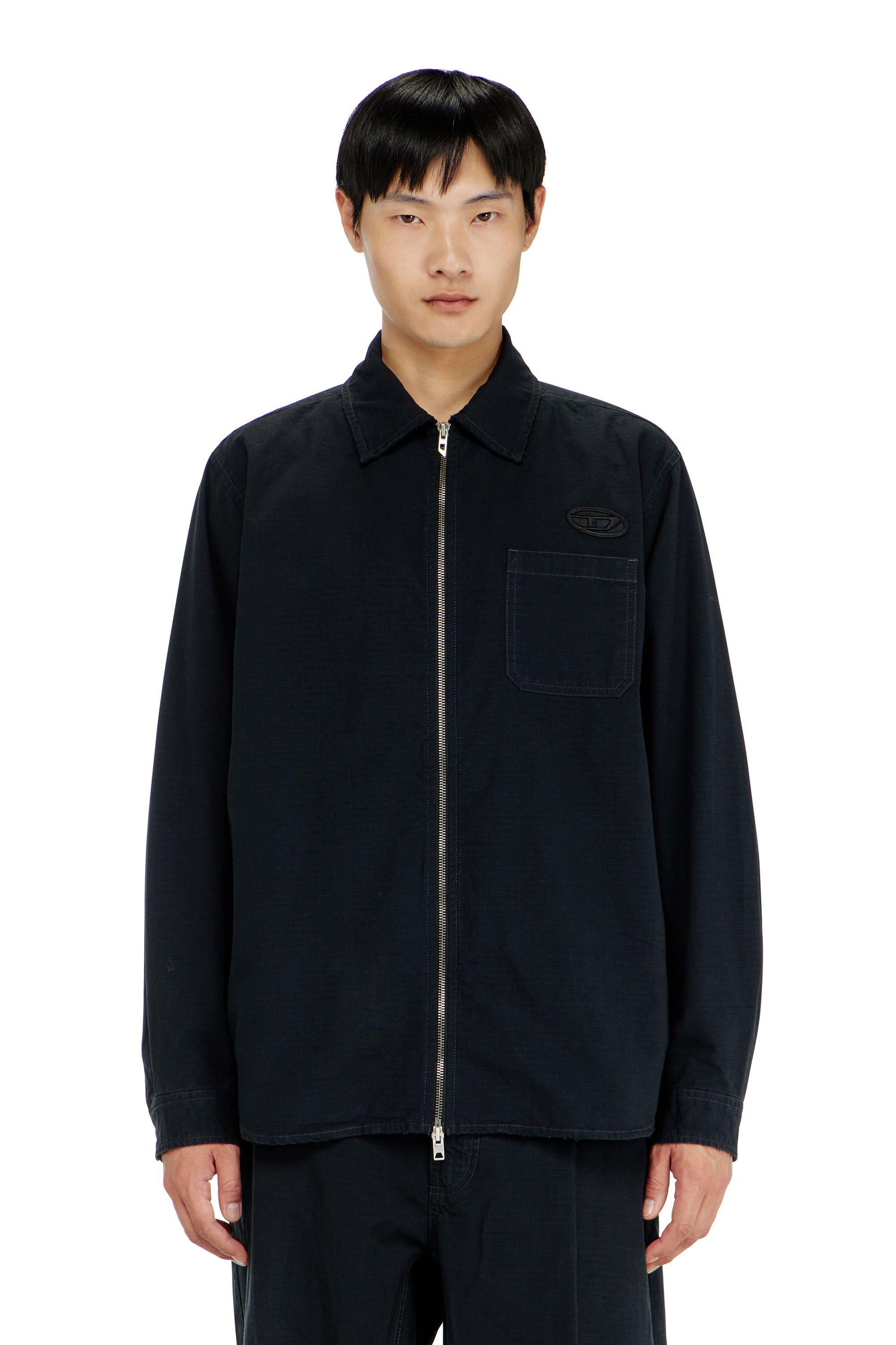 Diesel - S-ALIAS-ZIP, Man's Ripstop shirt with zip closure in null - 1