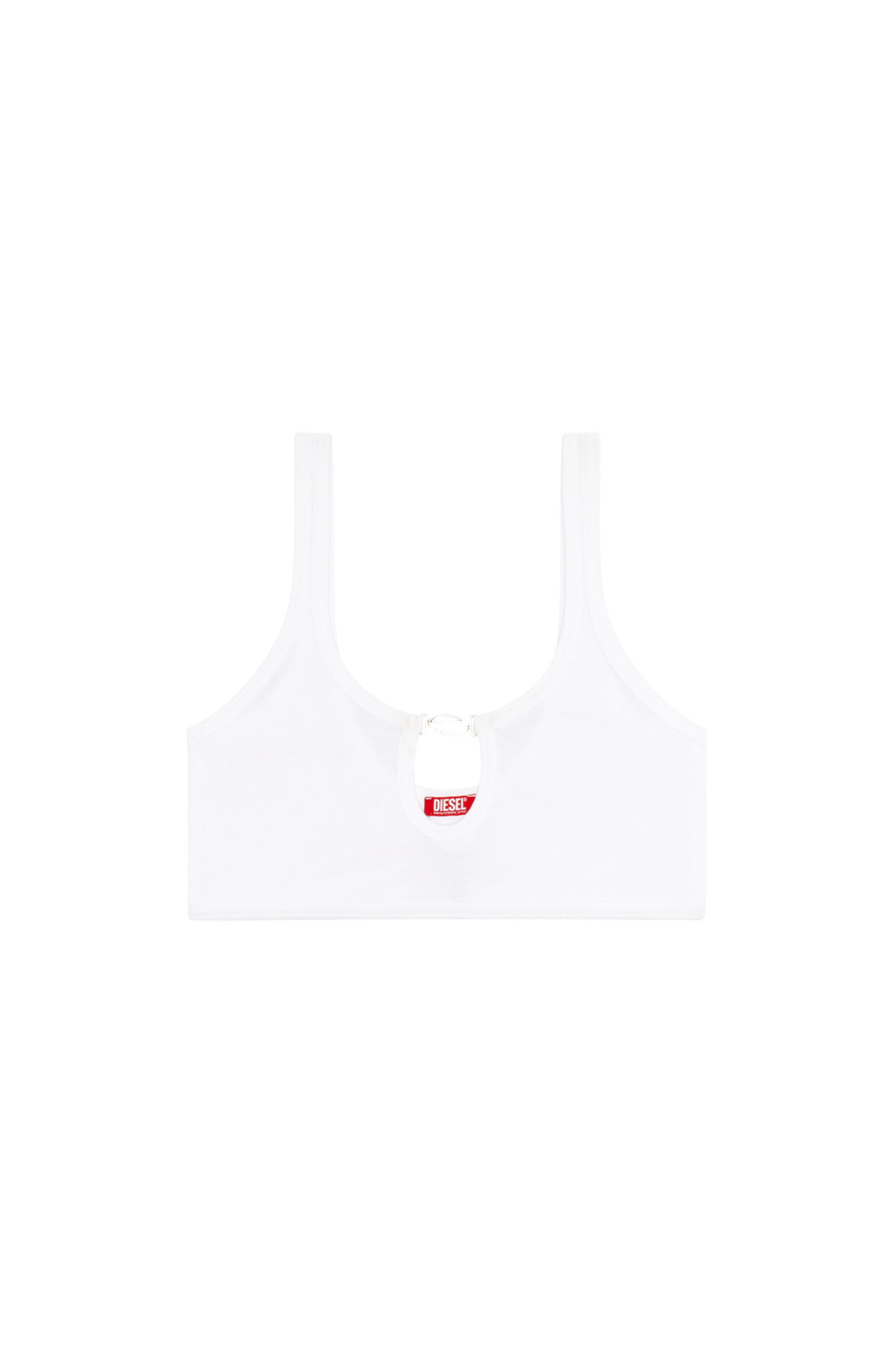 Diesel - UFSB-OVAL-D-RIB-BRALETTE, Woman's Ribbed bralette with Oval D plaque in White - 2