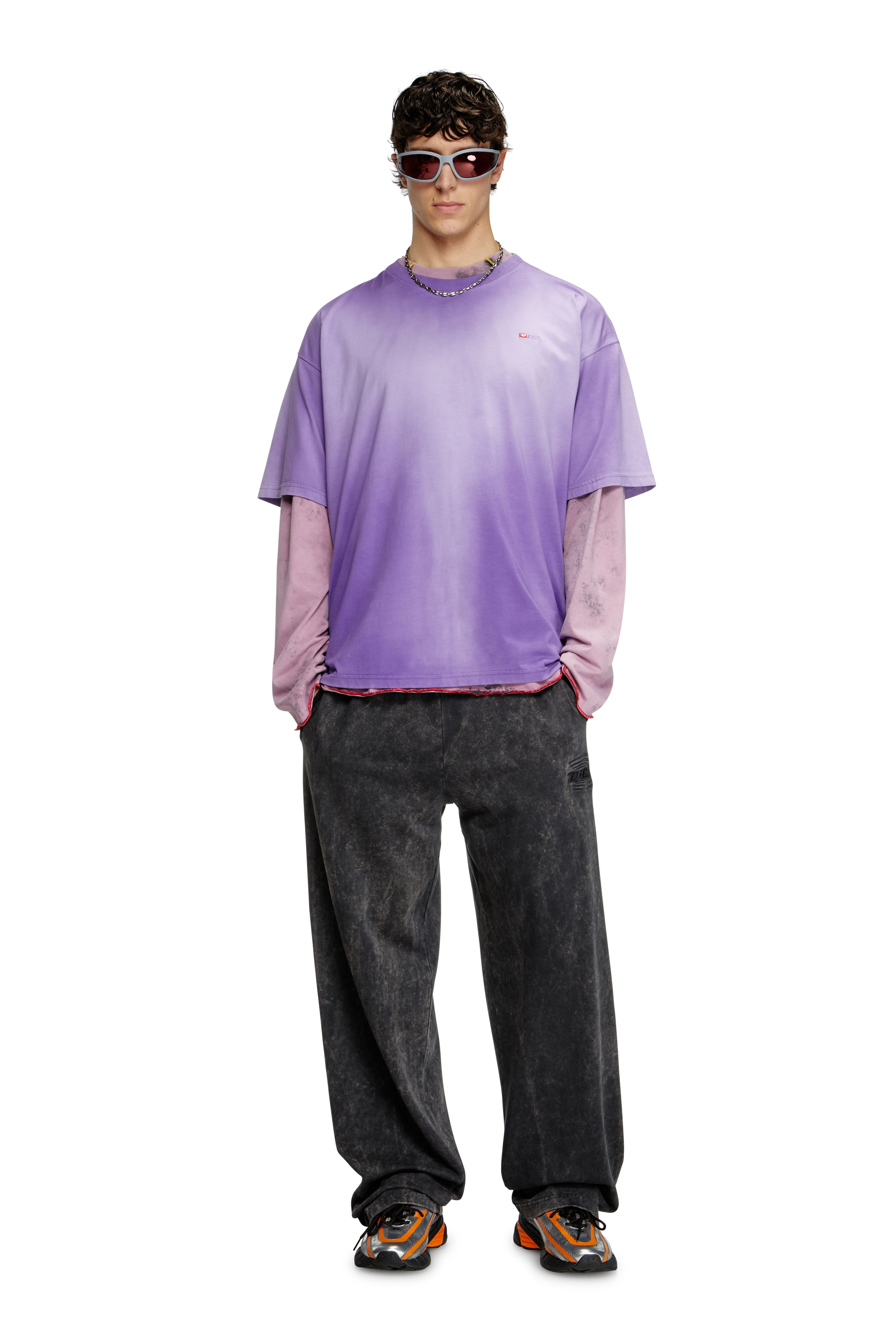 Diesel - T-BOXT-R27, Man's Faded T-shirt with micro logo embroidery in Violet - 2